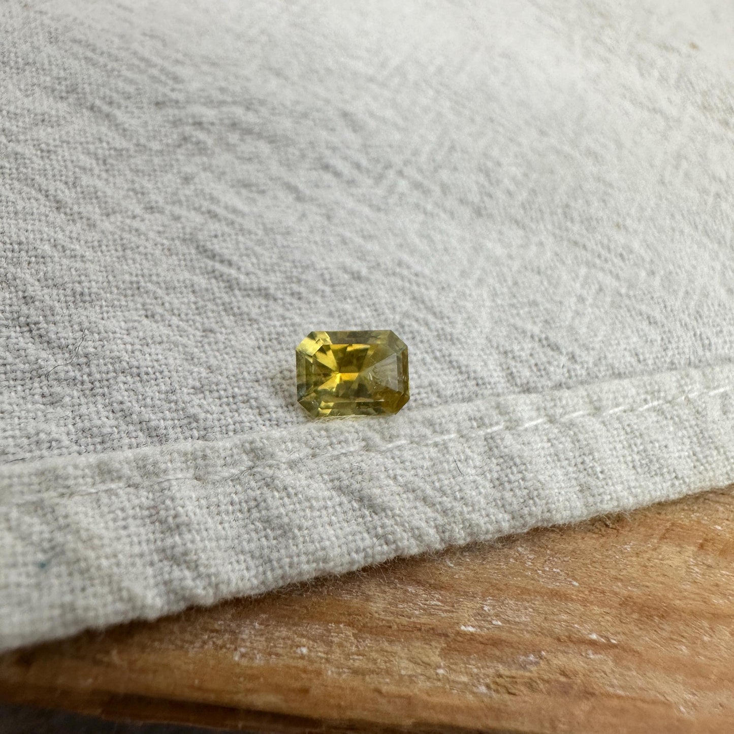 0.67 Carat Golden Yellow Montana Sapphire 5.7x4.3mm Radiant Cut, Faceted Loose Gemstone