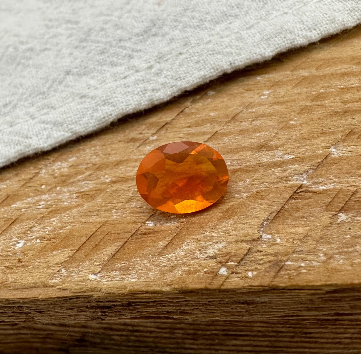 1 Carat Orange Fire Opal 9x7mm Oval Cut, Faceted Loose Opal
