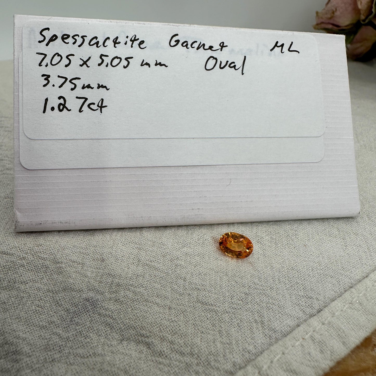 1.27 Carat Spessartite Garnet 7x5mm Oval Cut, Faceted Loose Orange Garnet