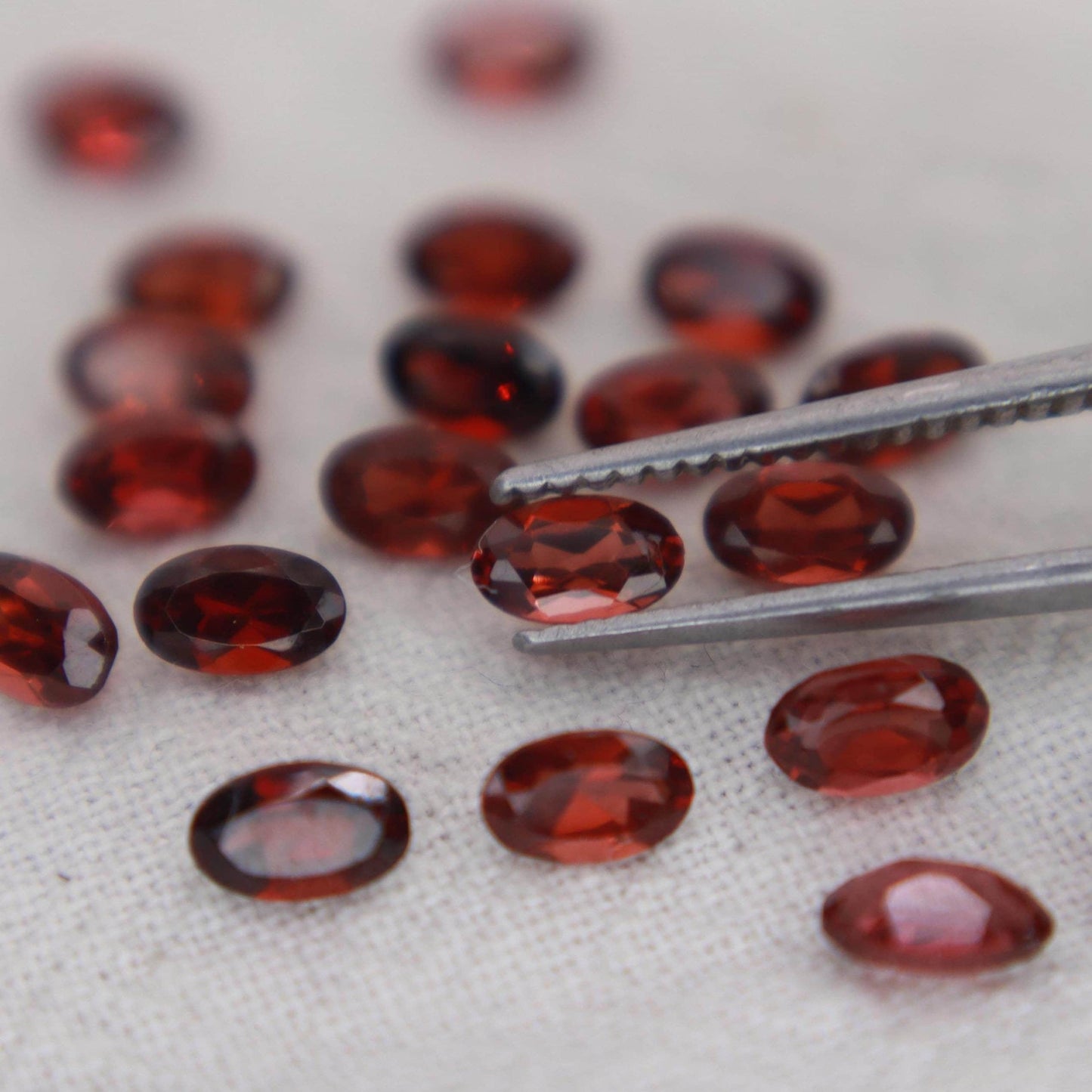 One 5x3mm Red Garnet Oval Cut, Faceted Loose Gemstone