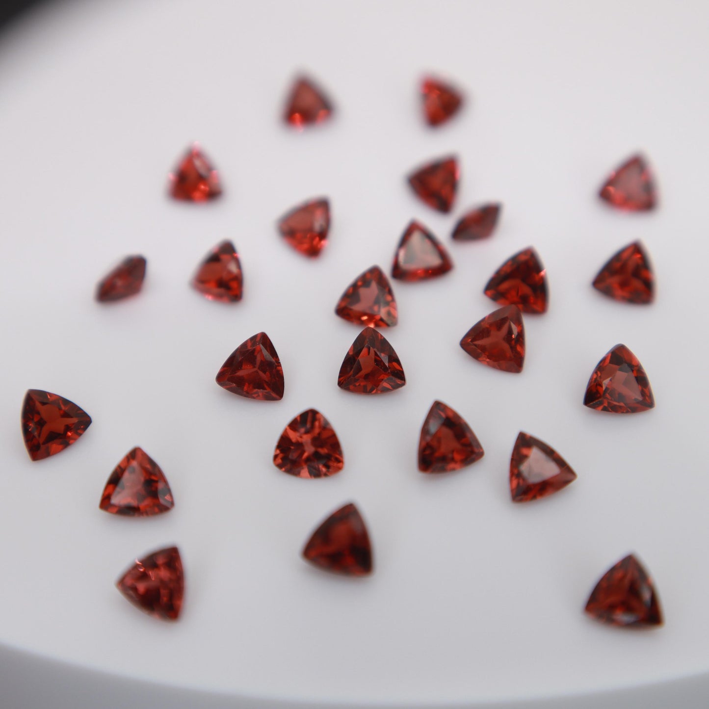 One 4mm Red Garnet Trillion Cut, Faceted Loose Gemstone for Jewelry Setting