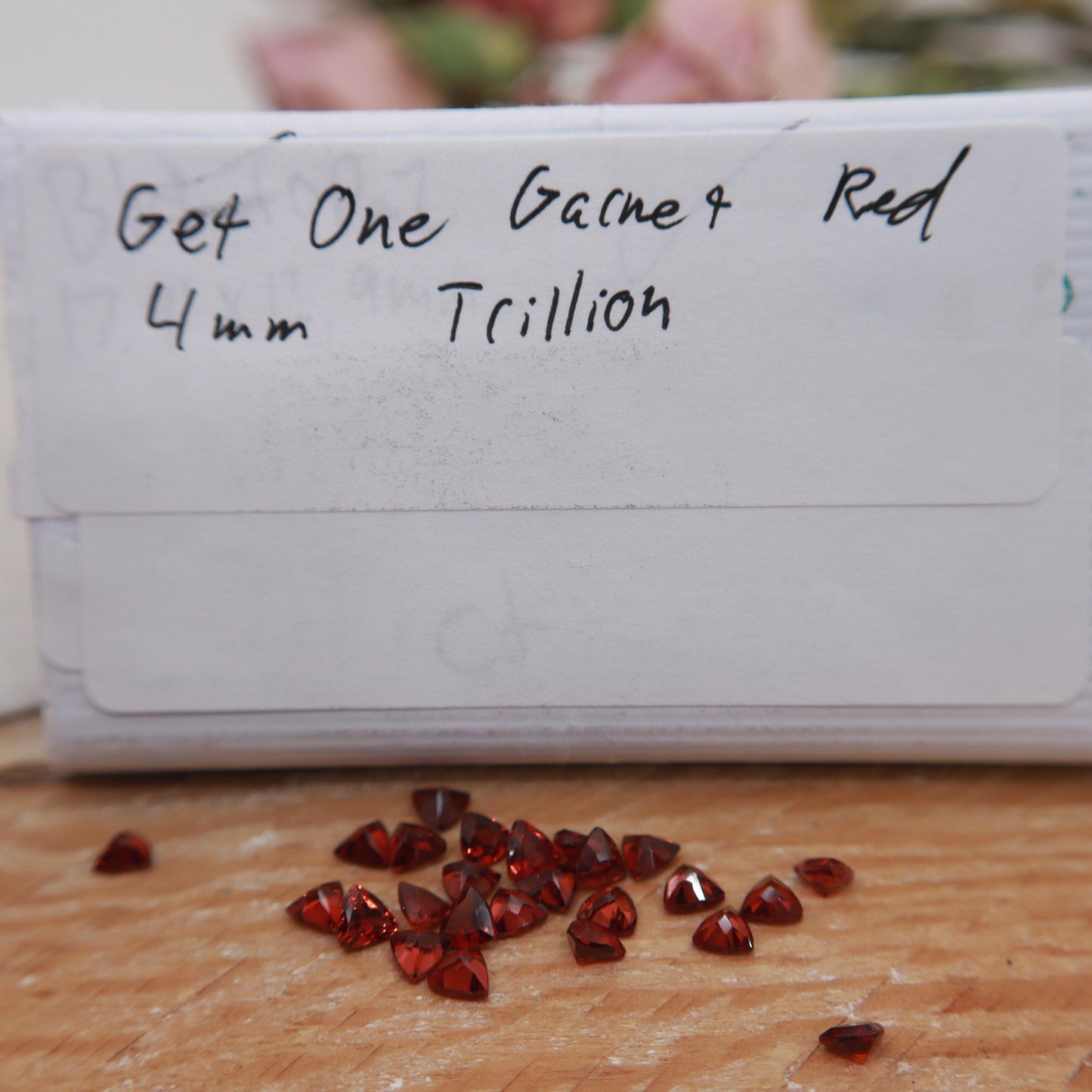 One 4mm Red Garnet Trillion Cut, Faceted Loose Gemstone for Jewelry Setting