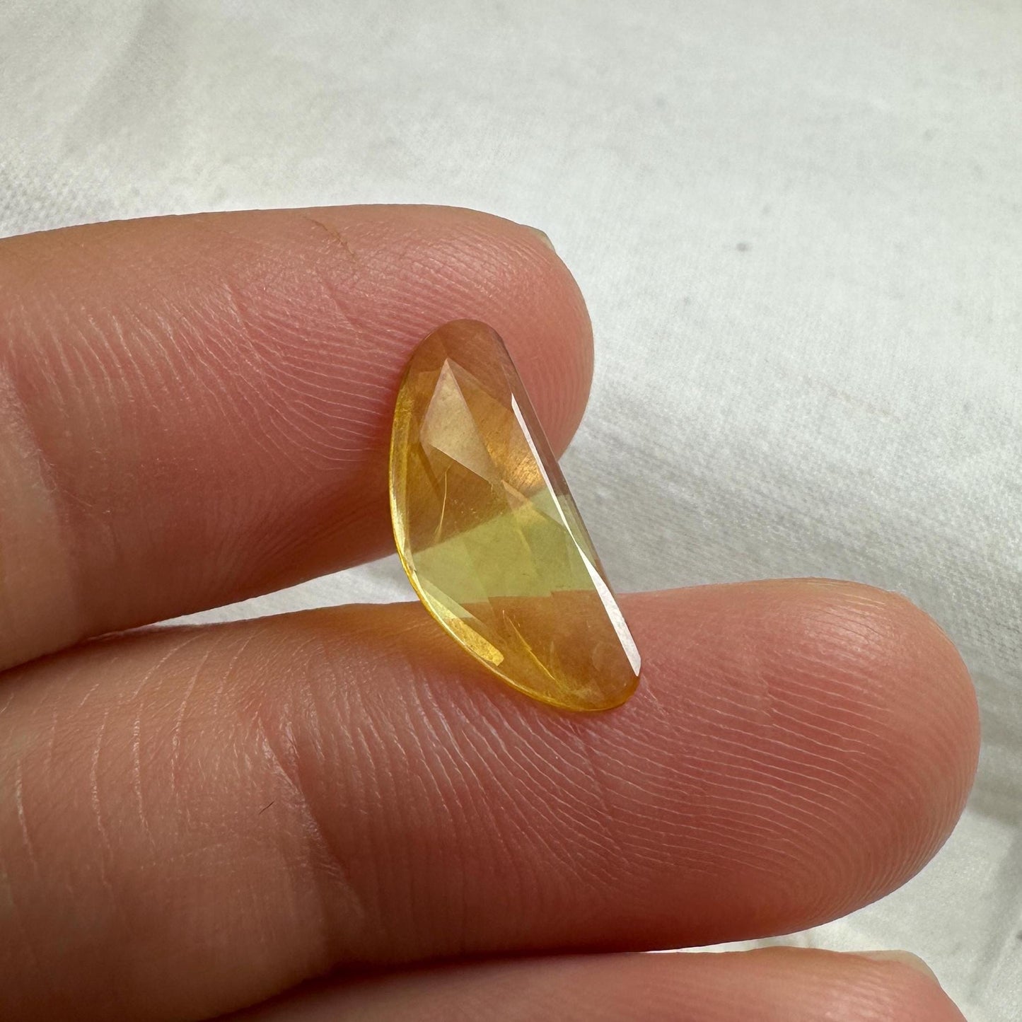 1.63 Carat Natural Yellow Sapphire, 16x6.7mm Rose Cut, BE Yellow Sapphire, Freeform, Beryllium Treated Sapphire