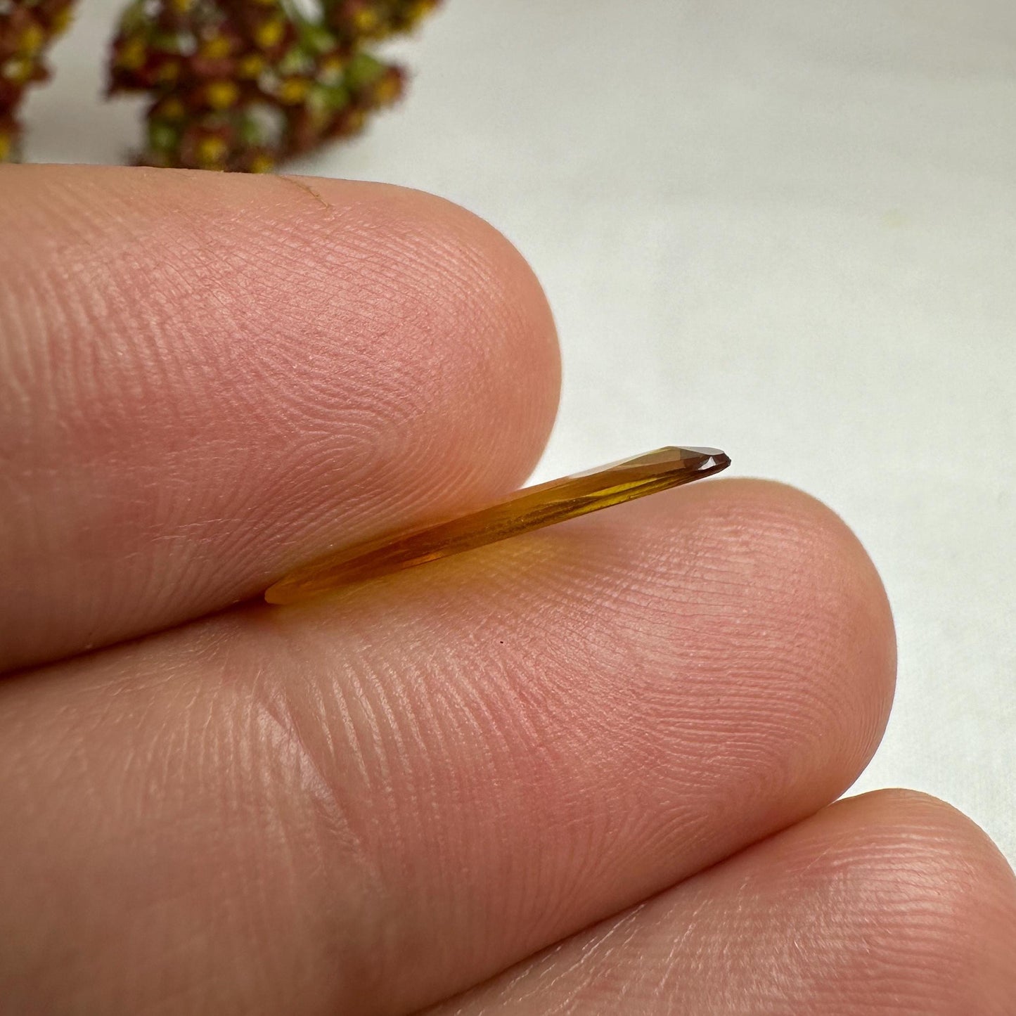 1.63 Carat Natural Yellow Sapphire, 16x6.7mm Rose Cut, BE Yellow Sapphire, Freeform, Beryllium Treated Sapphire