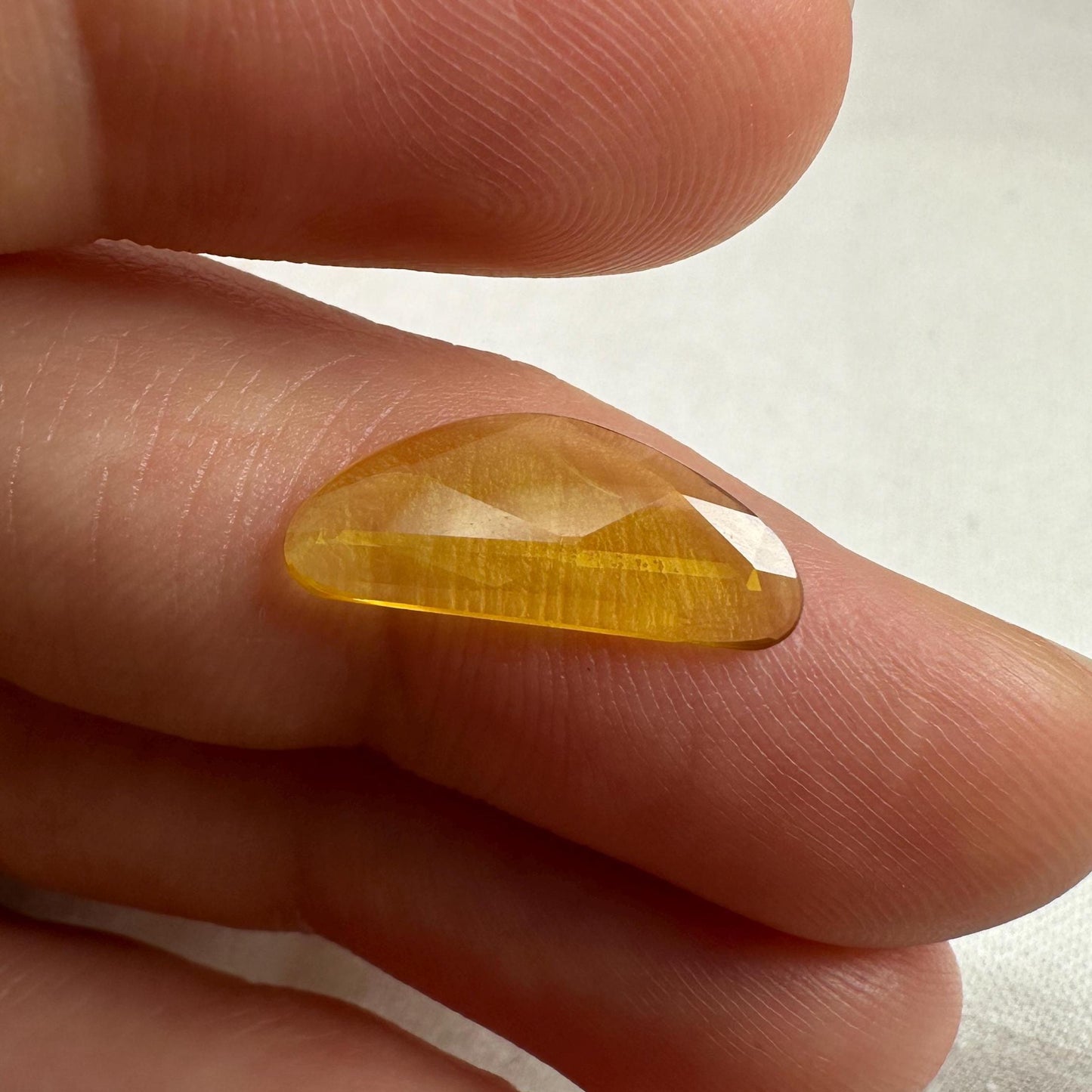 1.63 Carat Natural Yellow Sapphire, 16x6.7mm Rose Cut, BE Yellow Sapphire, Freeform, Beryllium Treated Sapphire