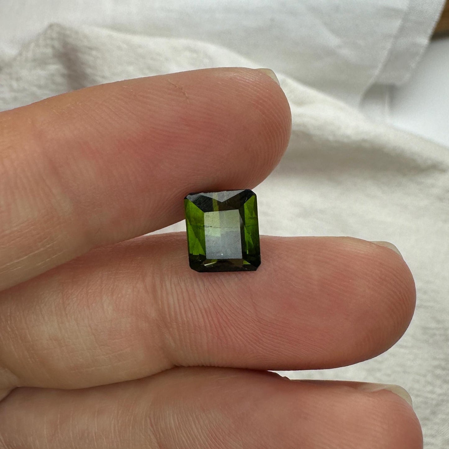 1.91 carat Natural Green Tourmaline, 8.3x7mm Rectangle Octagon Cut Faceted Loose Gemstone