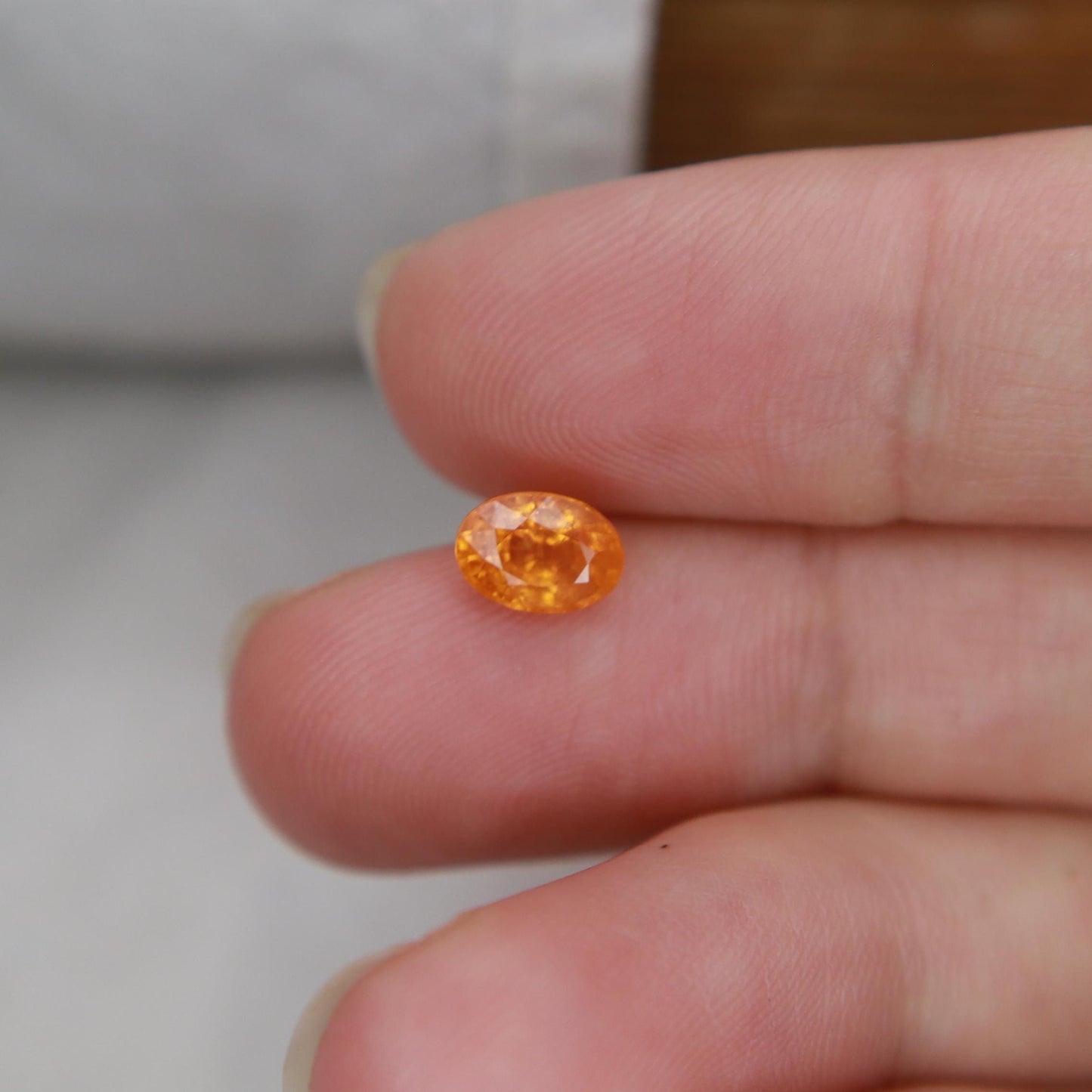 1.33 Carat Spessartite Garnet 7x5mm Oval Cut, Faceted Loose Orange Garnet