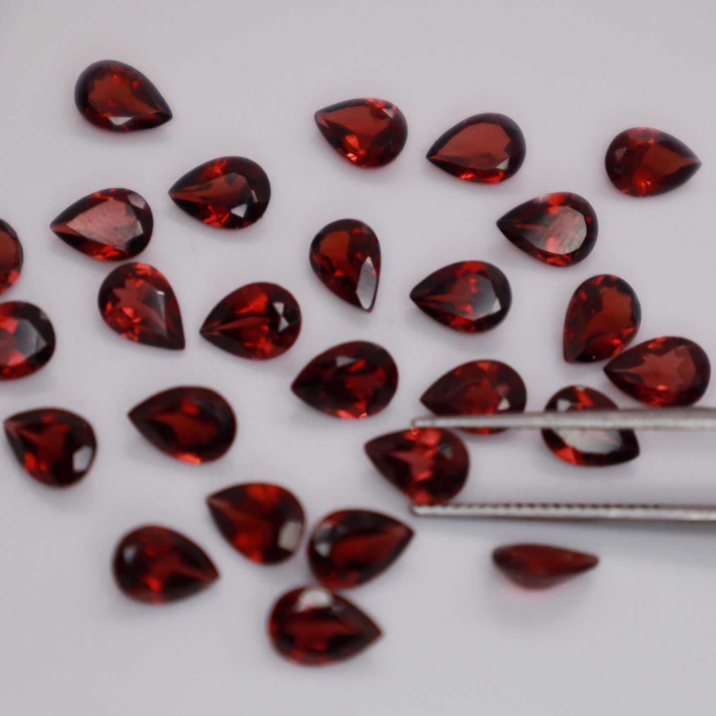 One 7x5mm Red Garnet Pear Cut, Faceted Loose Gemstone