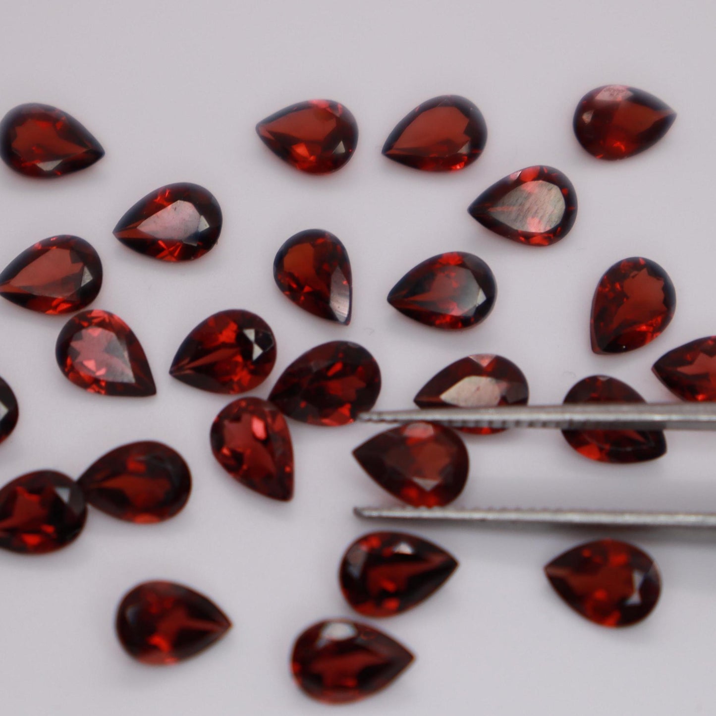 One 7x5mm Red Garnet Pear Cut, Faceted Loose Gemstone