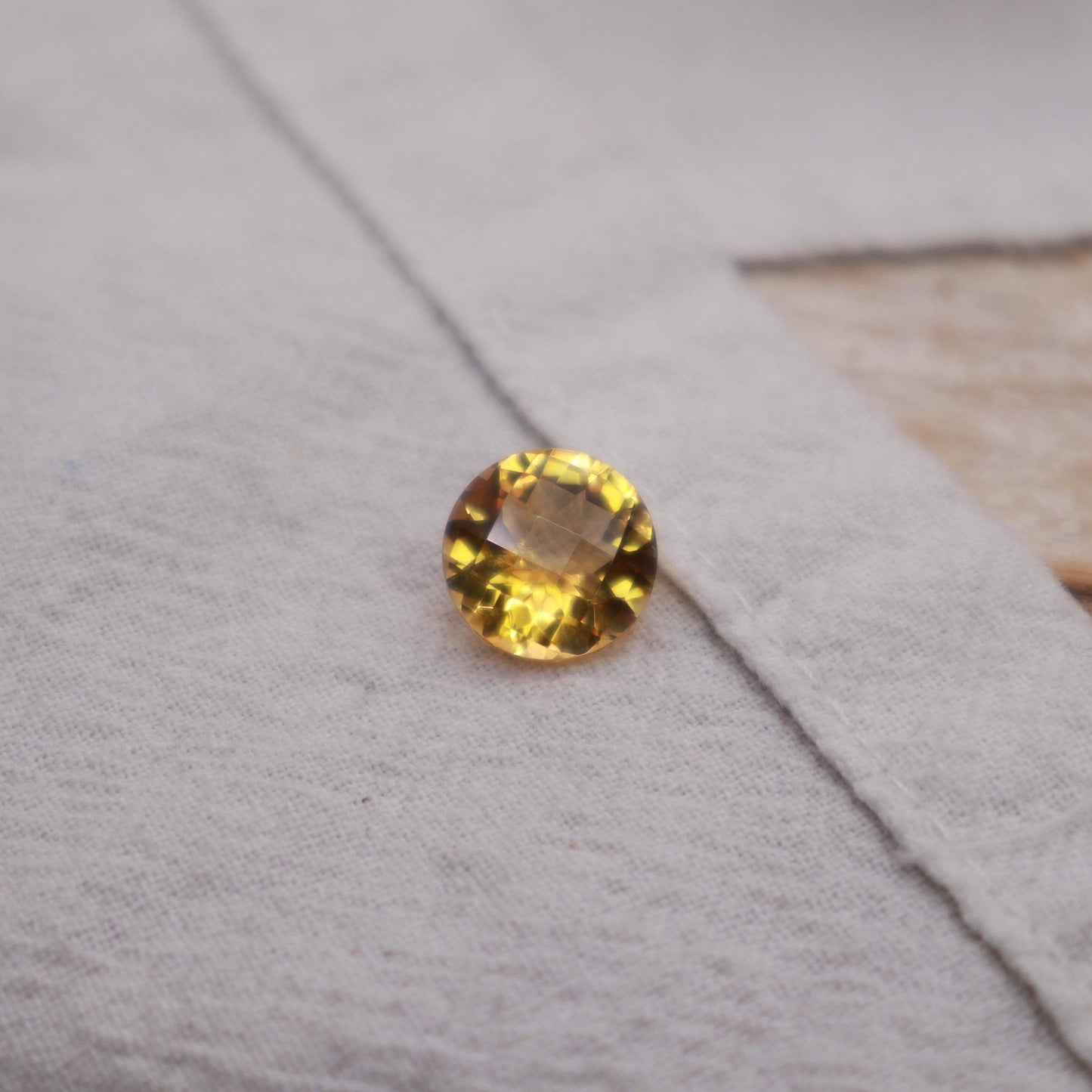 10mm Orange Citrine 3.17 Carat, Round Checkerboard Cut, Faceted Loose Recycled Gemstone