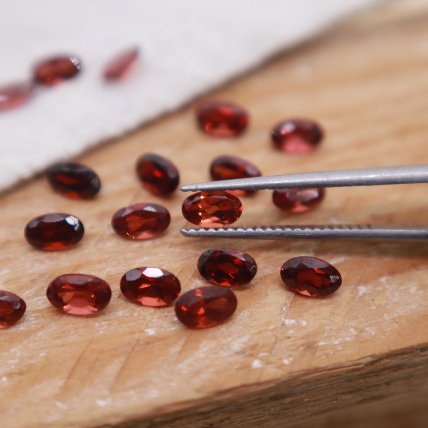 One 5x3mm Red Garnet Oval Cut, Faceted Loose Gemstone