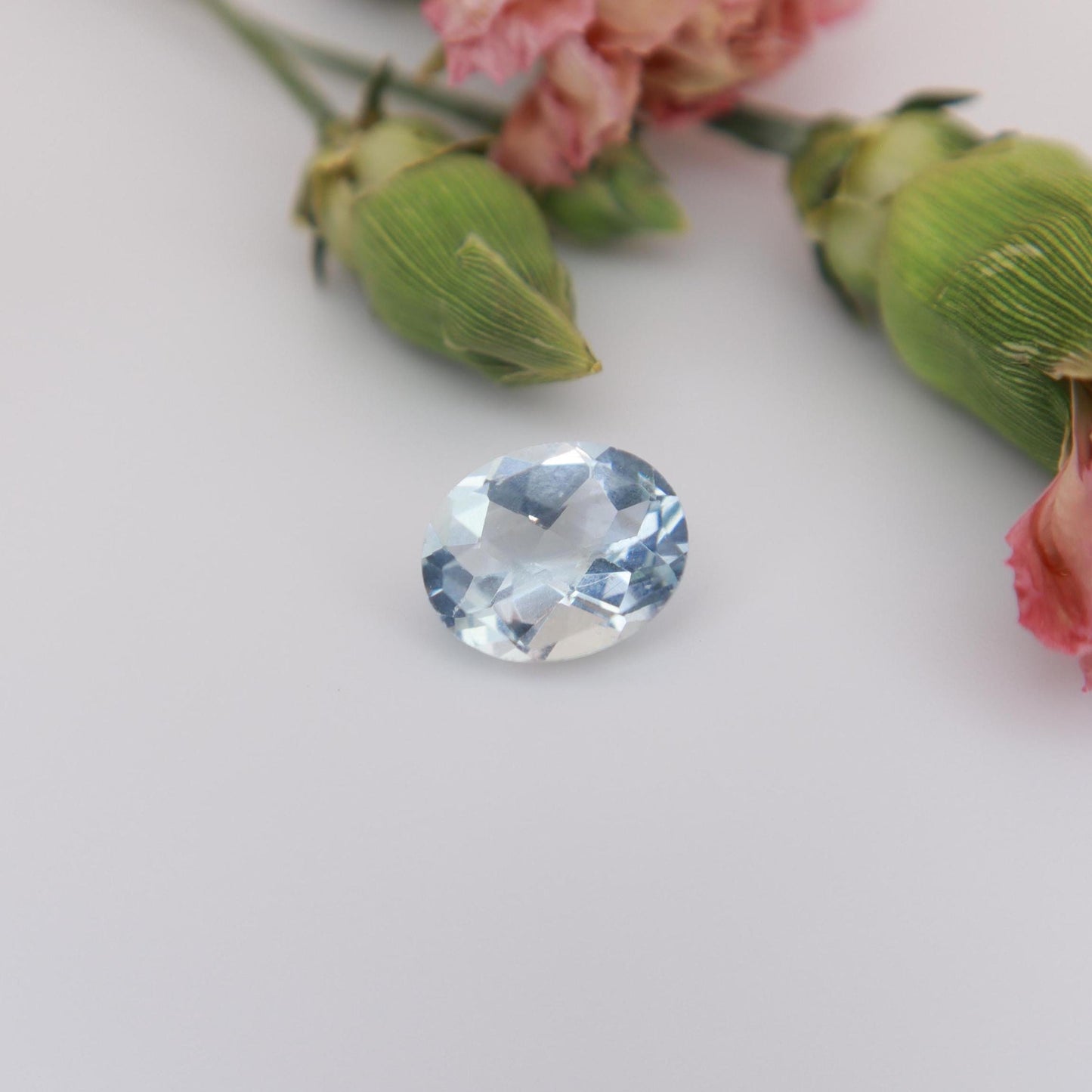 10x8mm Natural Light Blue Aquamarine 2.17 carat, Oval cut Loose Faceted Gemstone