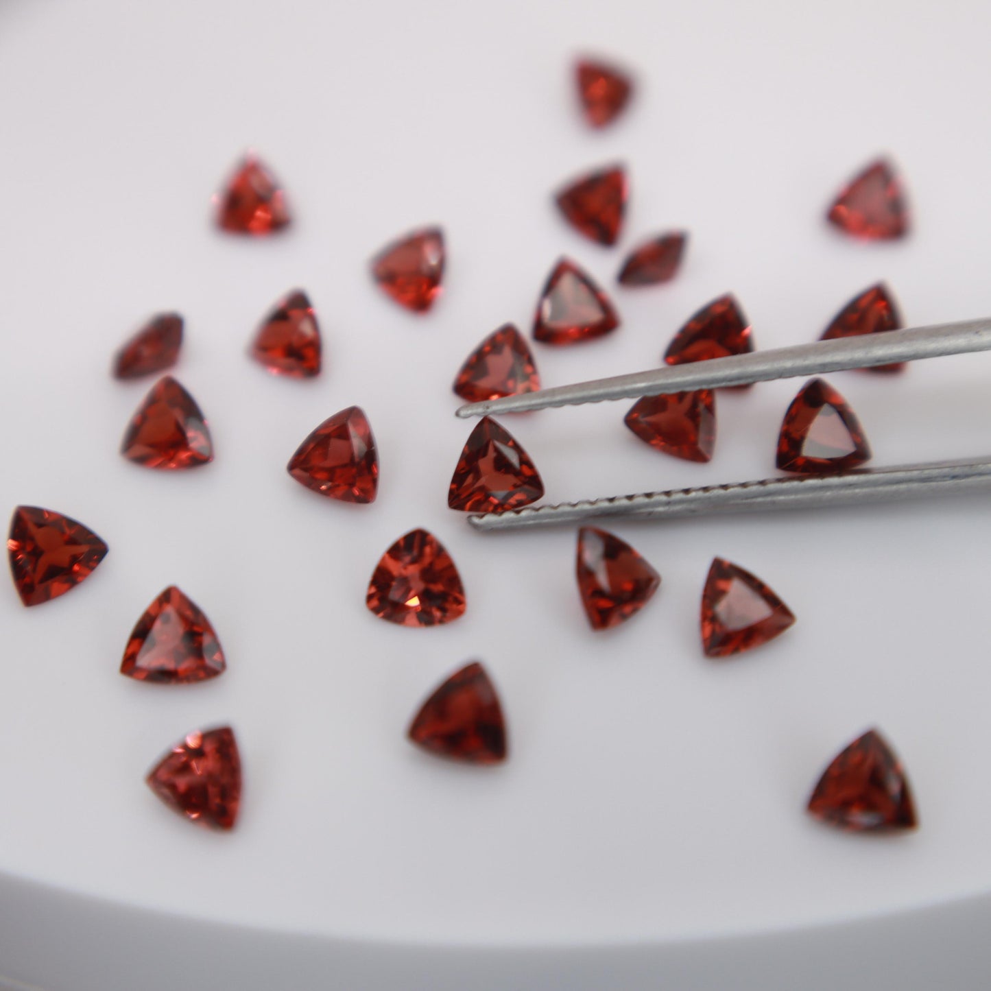 One 4mm Red Garnet Trillion Cut, Faceted Loose Gemstone for Jewelry Setting