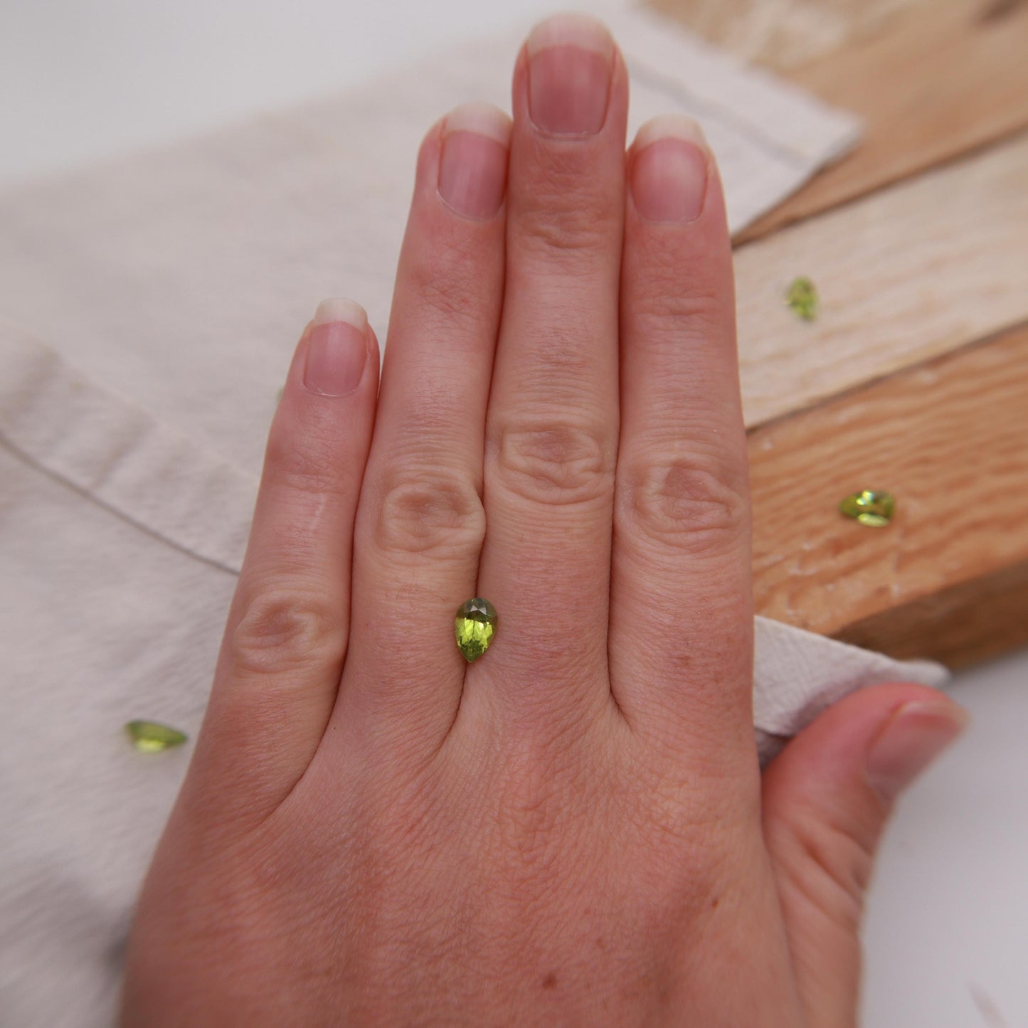 One 8x5mm Peridot Pear Cut, Faceted Loose Green Peridot, 1 Carat