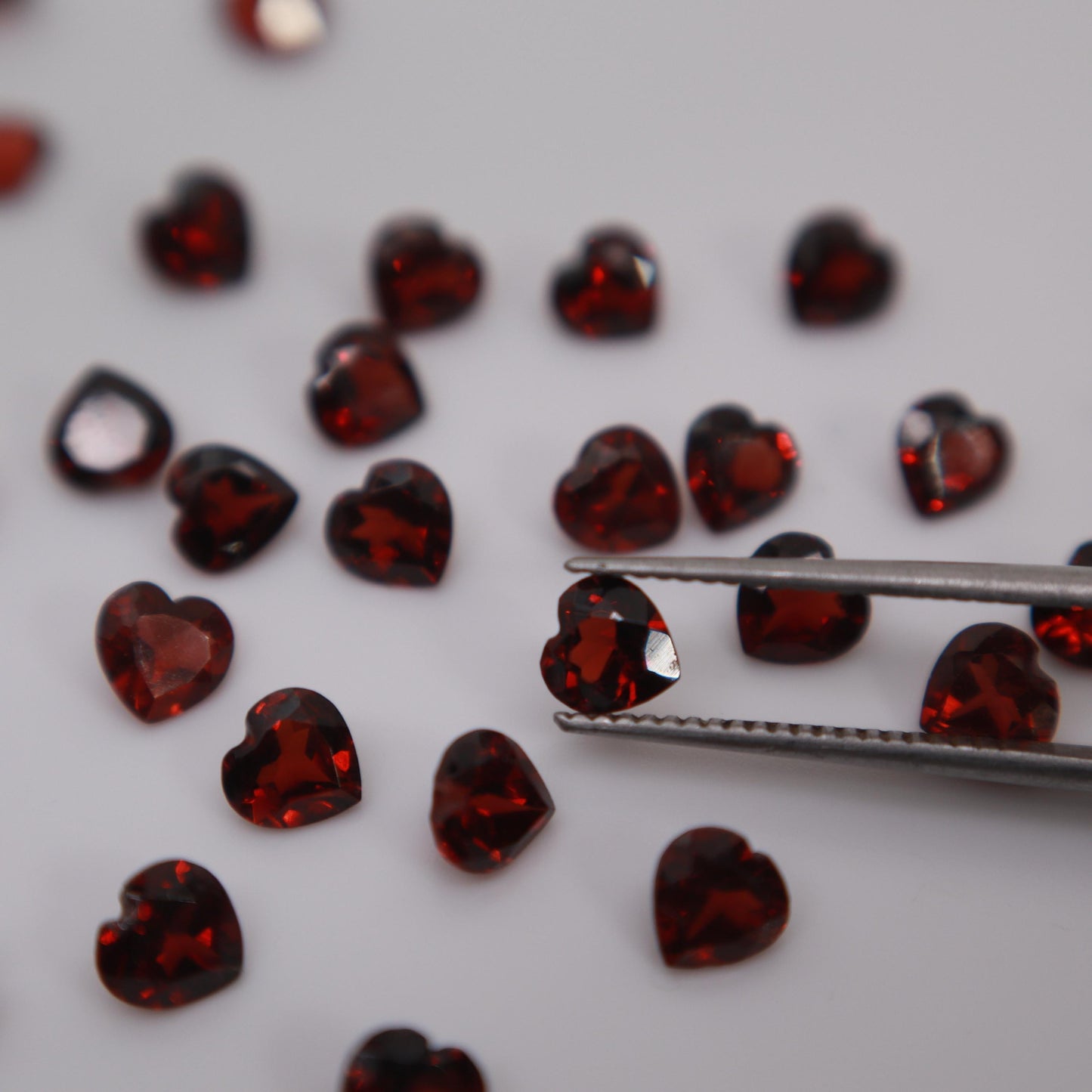 One 5mm Red Garnet Heart Cut, Faceted Loose Gemstone for Jewelry Setting
