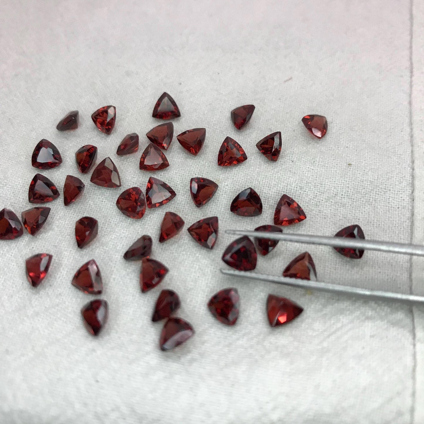One 5mm Red Garnet Trillion Cut, Faceted Loose Gemstone for Jewelry Setting