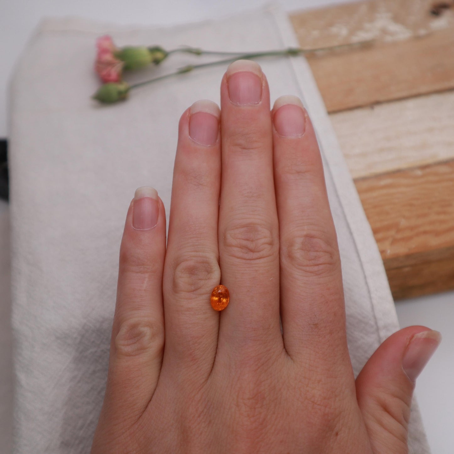 1.33 Carat Spessartite Garnet 7x5mm Oval Cut, Faceted Loose Orange Garnet