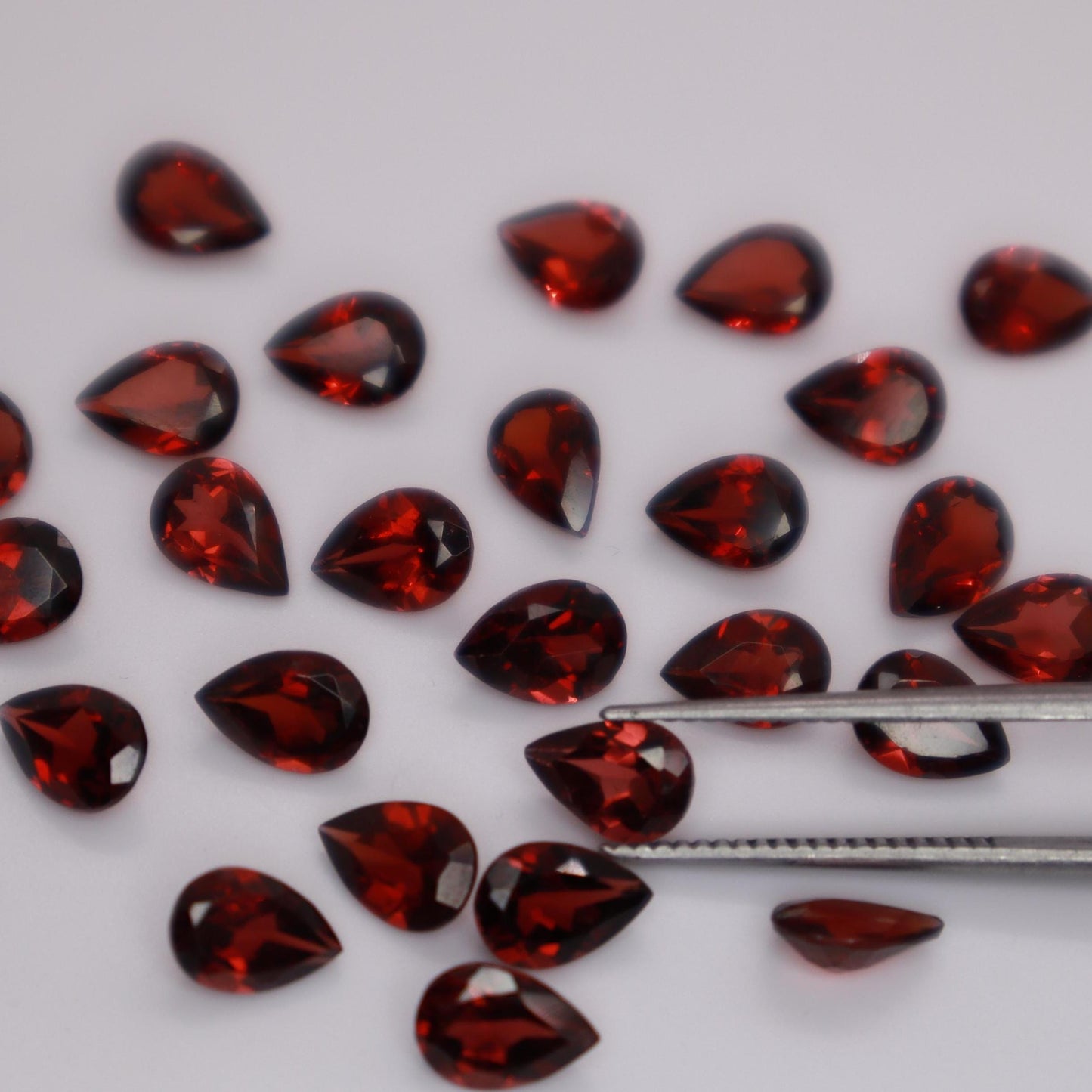One 7x5mm Red Garnet Pear Cut, Faceted Loose Gemstone