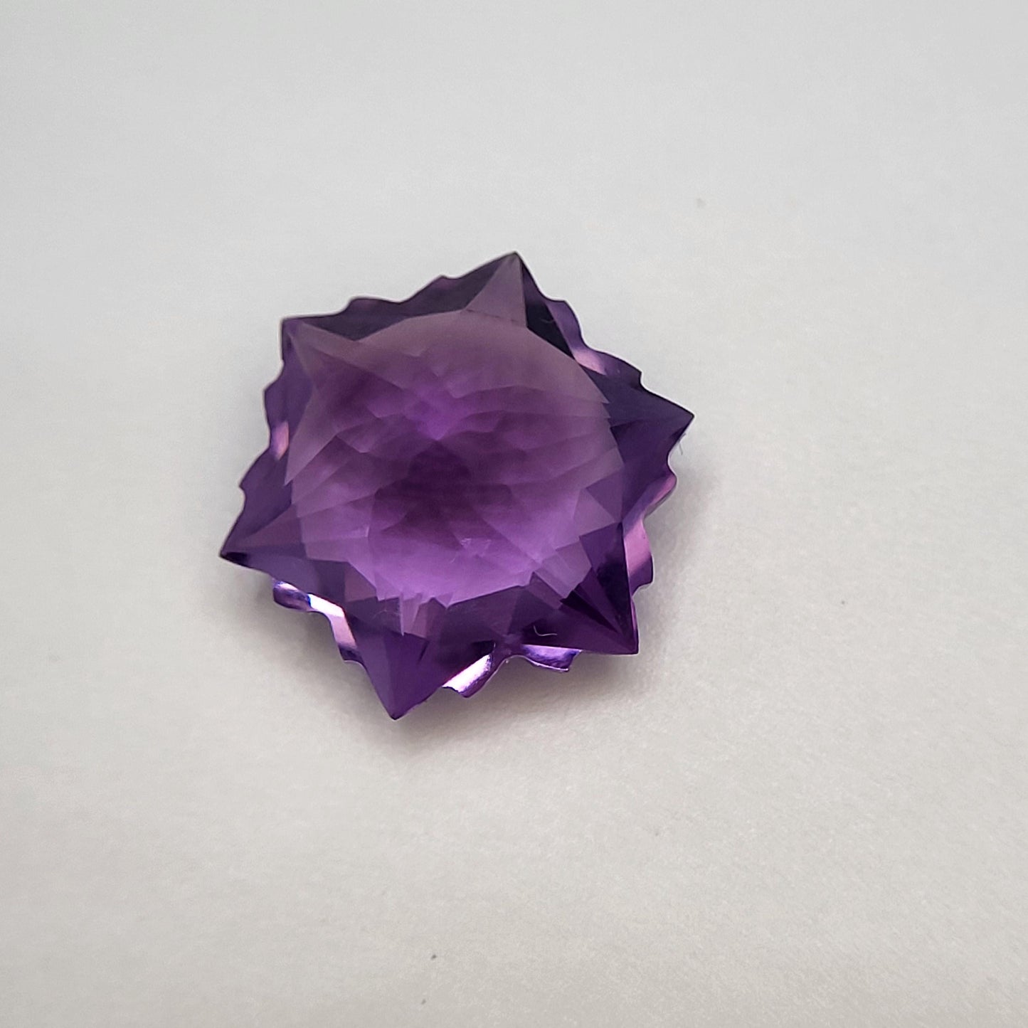 12mm Snowflake Cut Amethyst, 6 Carat Fancy Cut, Loose Faceted Gem, Winter Gem