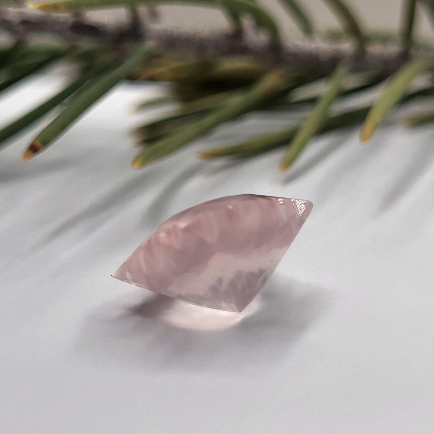Snowflake Cut Rose Quartz 4 Carat Fancy Cut, 11.5mm Loose Faceted Gem, Unmounted Gemstone, Winter Gem, 13mm point to point