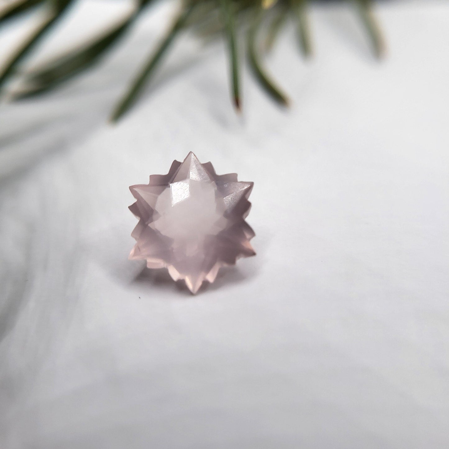 Snowflake Cut Rose Quartz 4 Carat Fancy Cut, 11.5mm Loose Faceted Gem, Unmounted Gemstone, Winter Gem, 13mm point to point