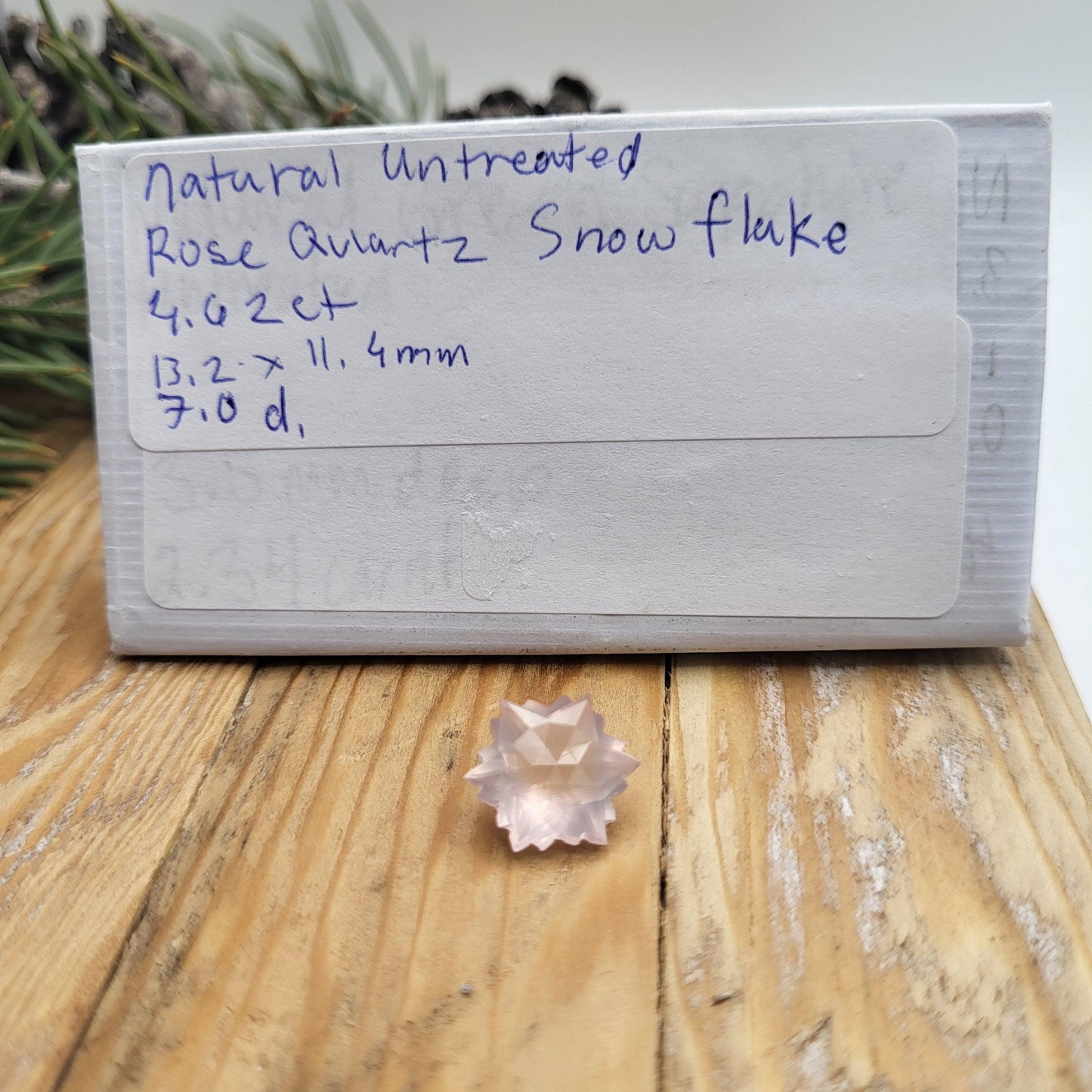 Snowflake Cut Rose Quartz 4 Carat Fancy Cut, 11.5mm Loose Faceted Gem, Unmounted Gemstone, Winter Gem, 13mm point to point