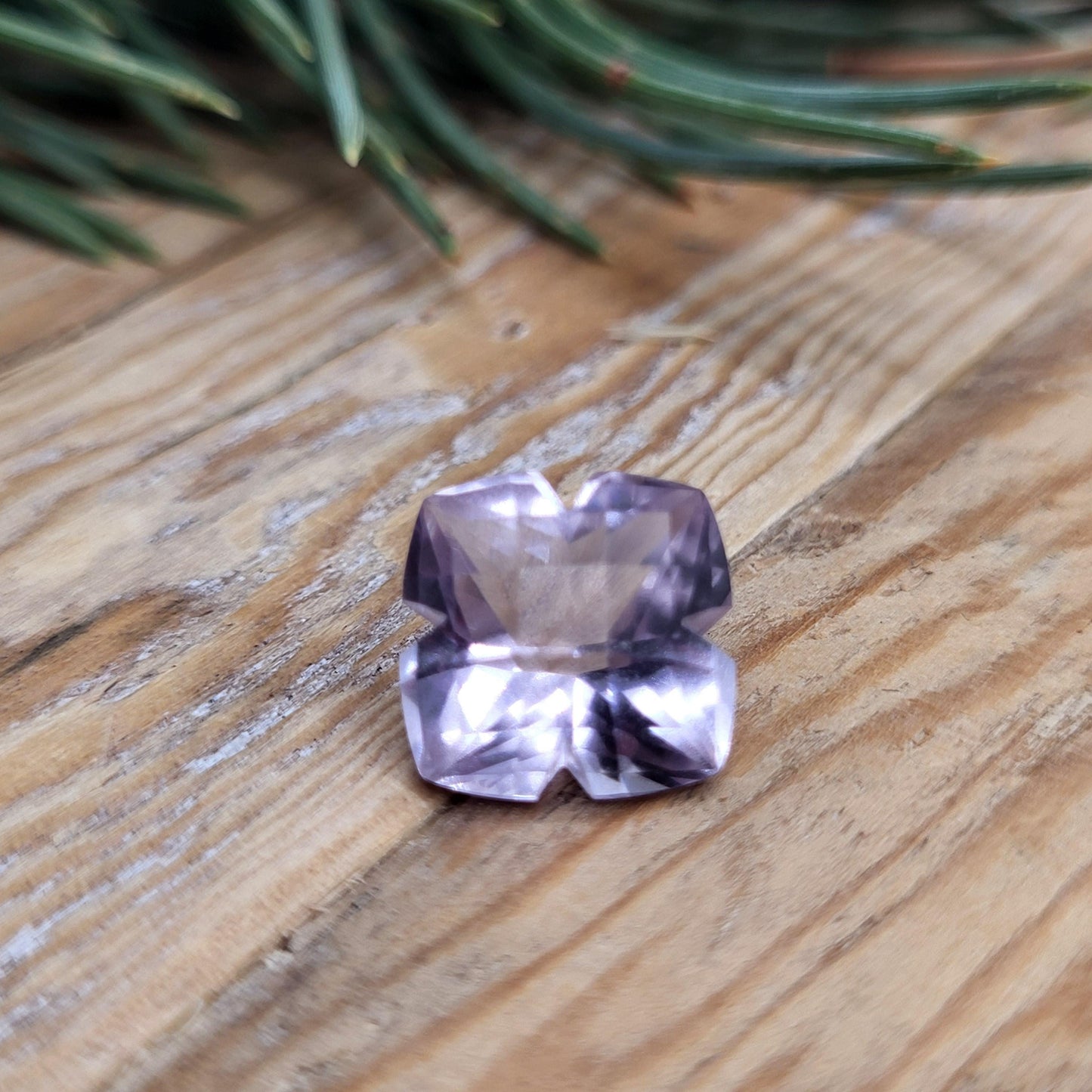 11.5mm Lavender Amethyst, 5.88 Carat, Cushion Clover cut, Fancy cut Gemstone