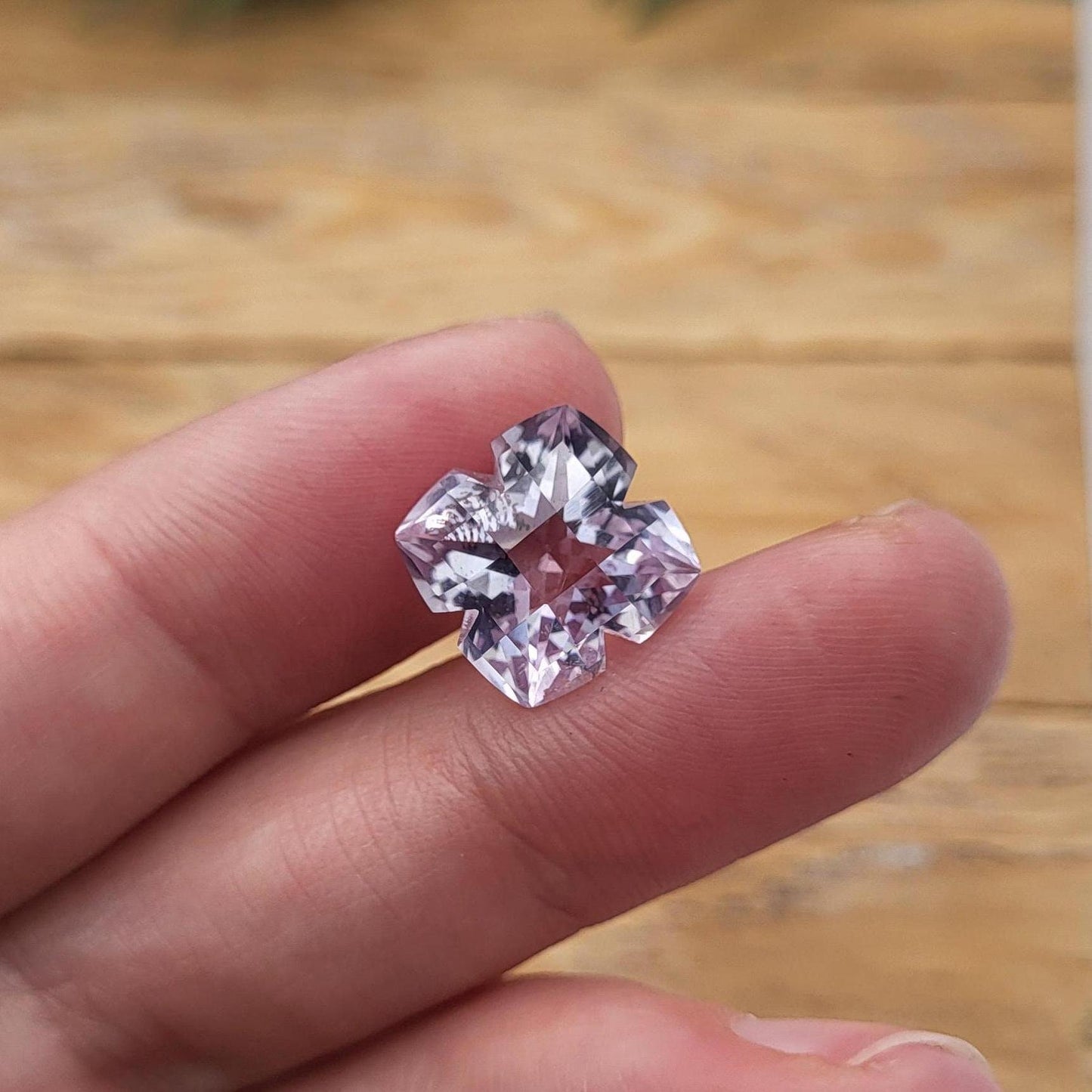 11.5mm Lavender Amethyst, 5.88 Carat, Cushion Clover cut, Fancy cut Gemstone