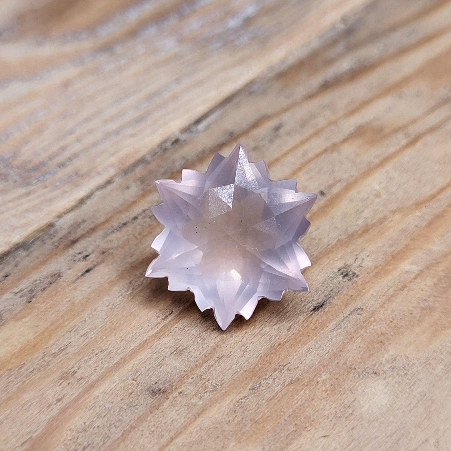 Snowflake Cut Rose Quartz 4 Carat Fancy Cut, 11.5mm Loose Faceted Gem, Unmounted Gemstone, Winter Gem, 13mm point to point