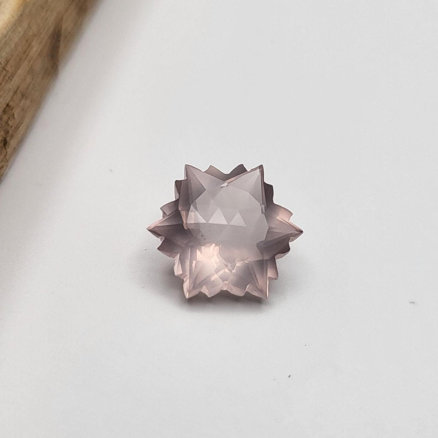 Snowflake Cut Rose Quartz 4 Carat Fancy Cut, 11.5mm Loose Faceted Gem, Unmounted Gemstone, Winter Gem, 13mm point to point