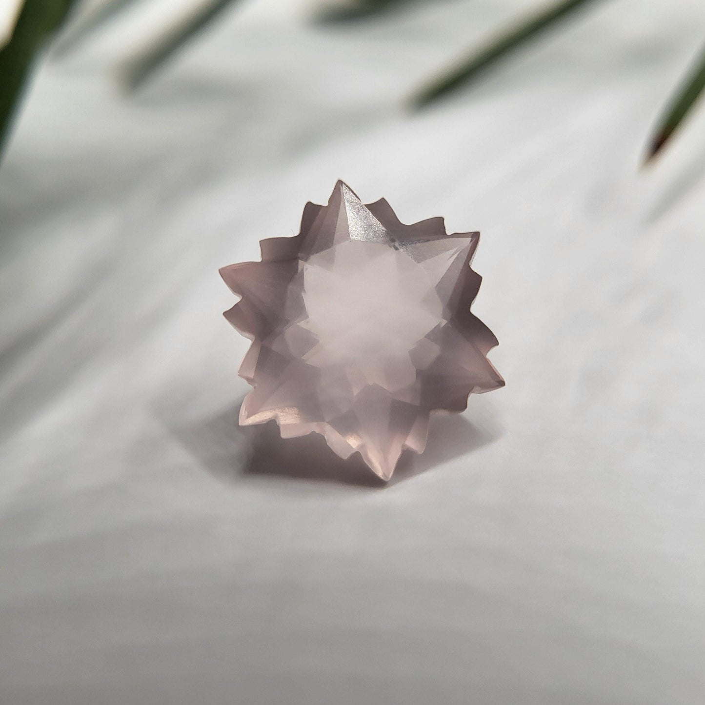 Snowflake Cut Rose Quartz 4 Carat Fancy Cut, 11.5mm Loose Faceted Gem, Unmounted Gemstone, Winter Gem, 13mm point to point