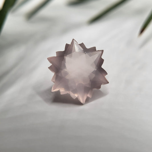Snowflake Cut Rose Quartz 4 Carat Fancy Cut, 11.5mm Loose Faceted Gem, Unmounted Gemstone, Winter Gem, 13mm point to point