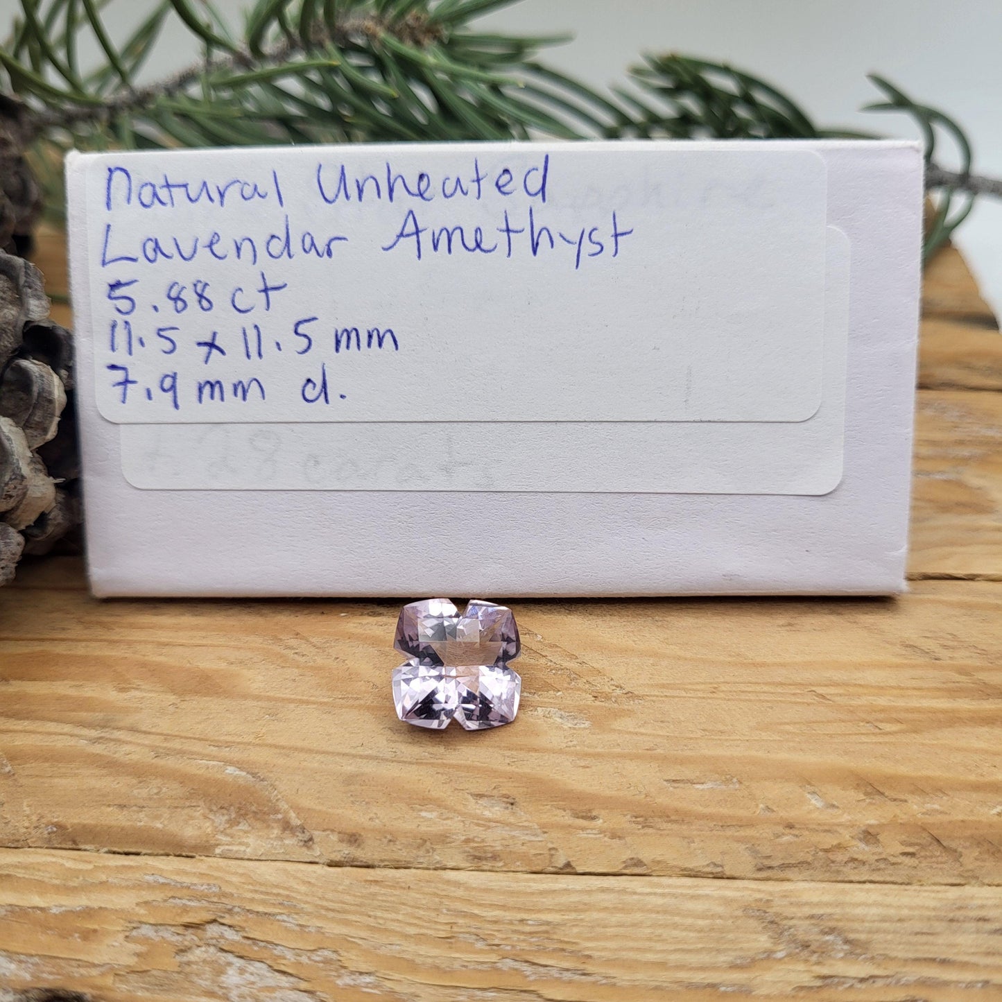 11.5mm Lavender Amethyst, 5.88 Carat, Cushion Clover cut, Fancy cut Gemstone