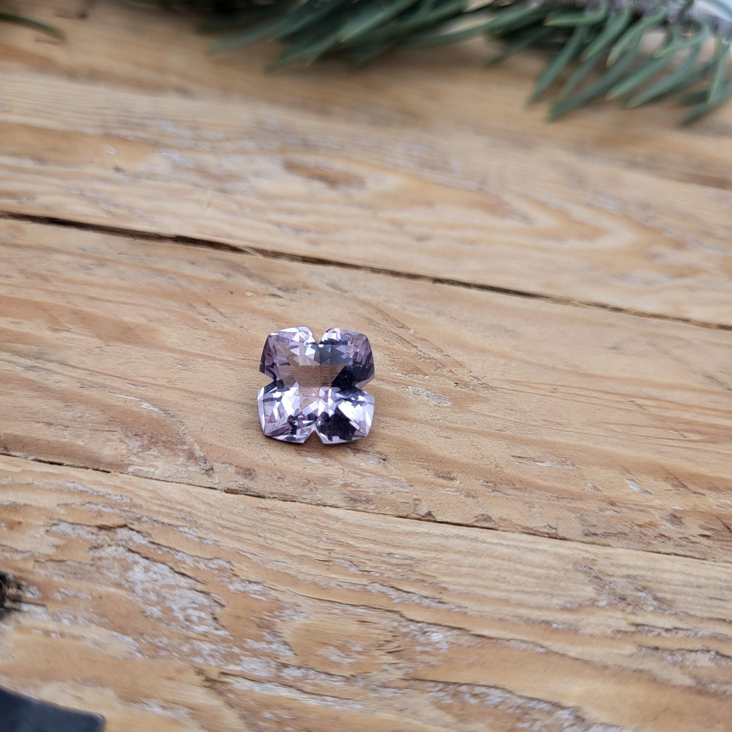 11.5mm Lavender Amethyst, 5.88 Carat, Cushion Clover cut, Fancy cut Gemstone