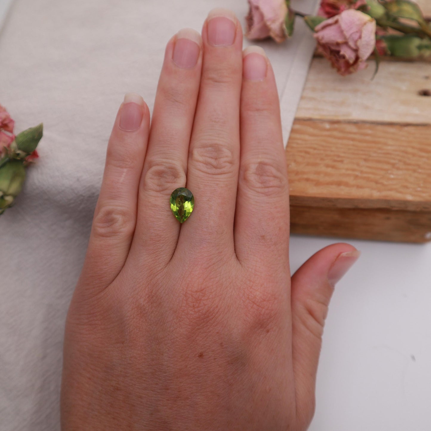 Green Peridot 12x8mm Pear Cut 2.94 carat Loose Natural Gem, August Birthstone for Jewelry Making Faceted Gemstone,