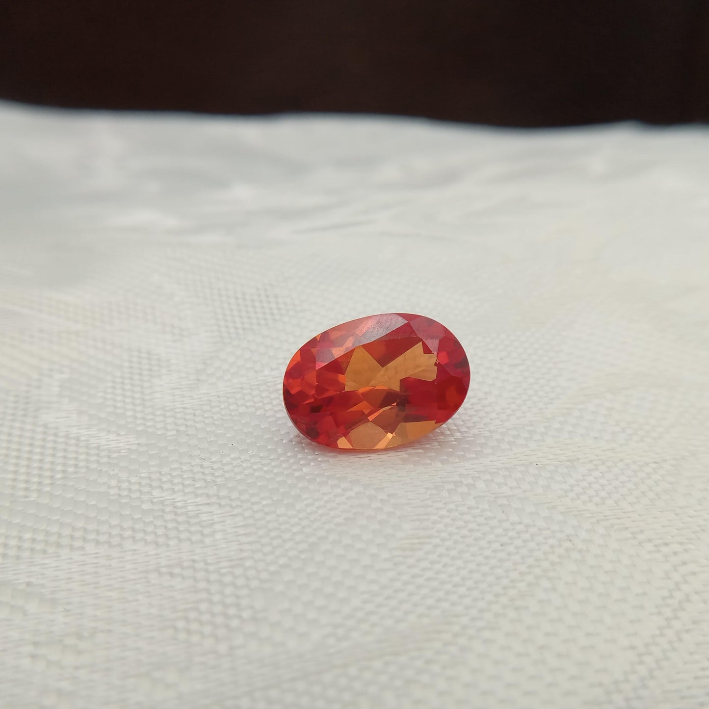 14x10mm Orange Lab Sapphire Oval Cut 7.97 Carat Gem Loose Gemstone, Faceted Recycled Lab Created Synthetic