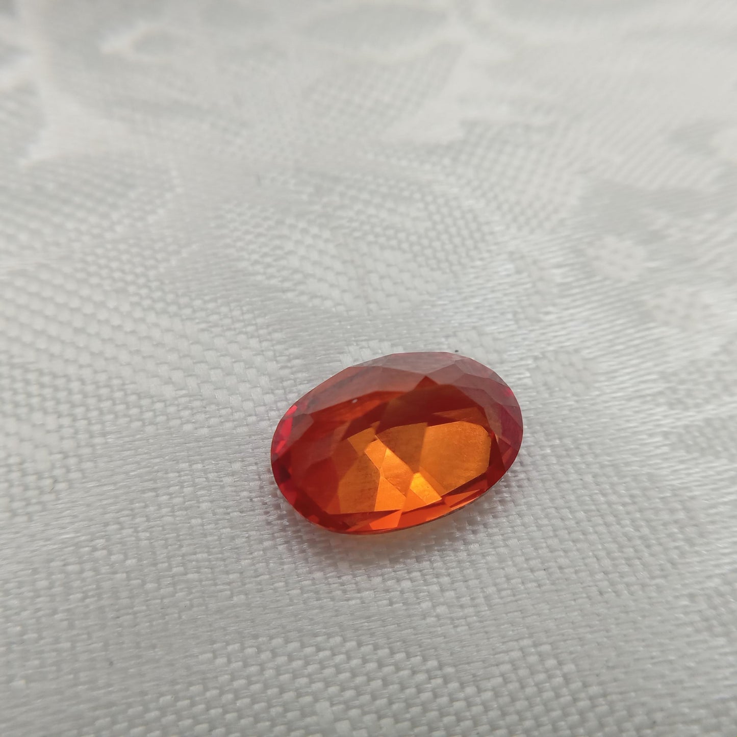 14x10mm Orange Lab Sapphire Oval Cut 7.97 Carat Gem Loose Gemstone, Faceted Recycled Lab Created Synthetic