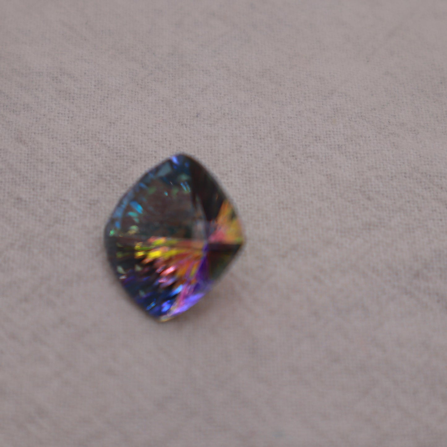 Mystic Topaz 14.22 carat 14mm Checkerboard Cushion Cut, Faceted Loose Multi Color Stone