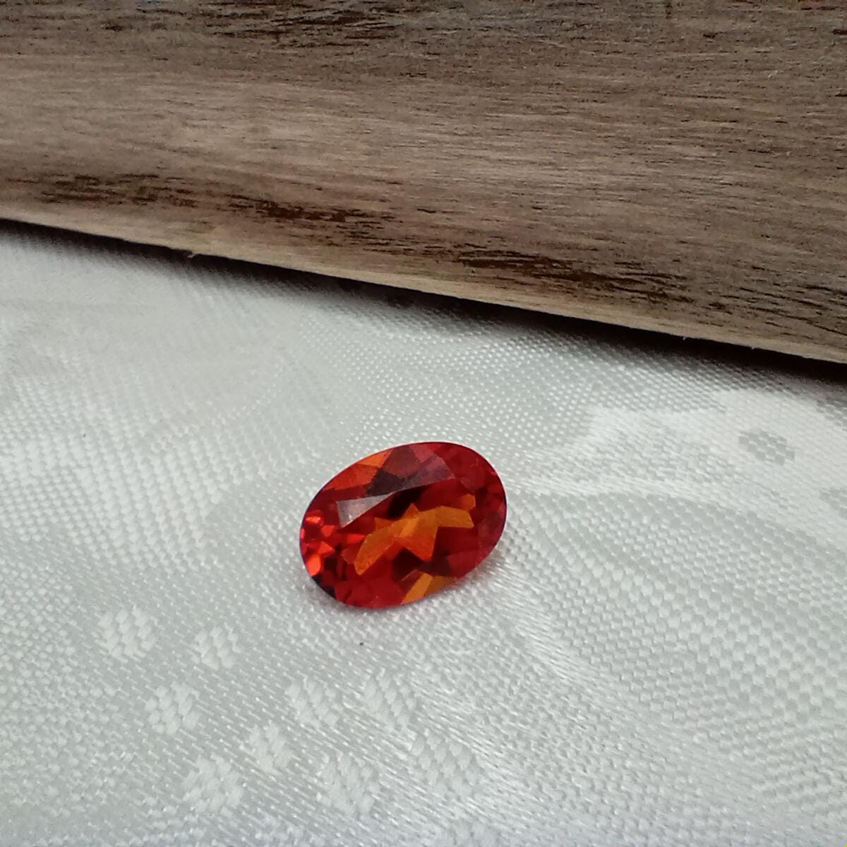 14x10mm Orange Lab Sapphire Oval Cut 7.97 Carat Gem Loose Gemstone, Faceted Recycled Lab Created Synthetic
