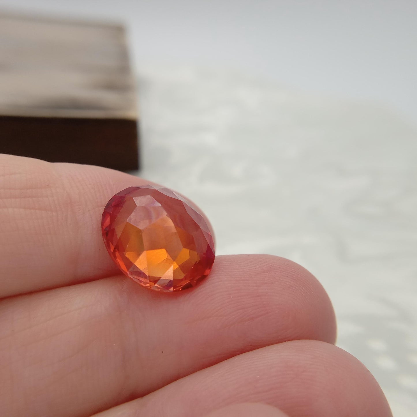 8.57 Carat Orange Lab Sapphire 14.1x12 mm Oval Cut, Faceted Loose Gemstone, Lab Created Gem
