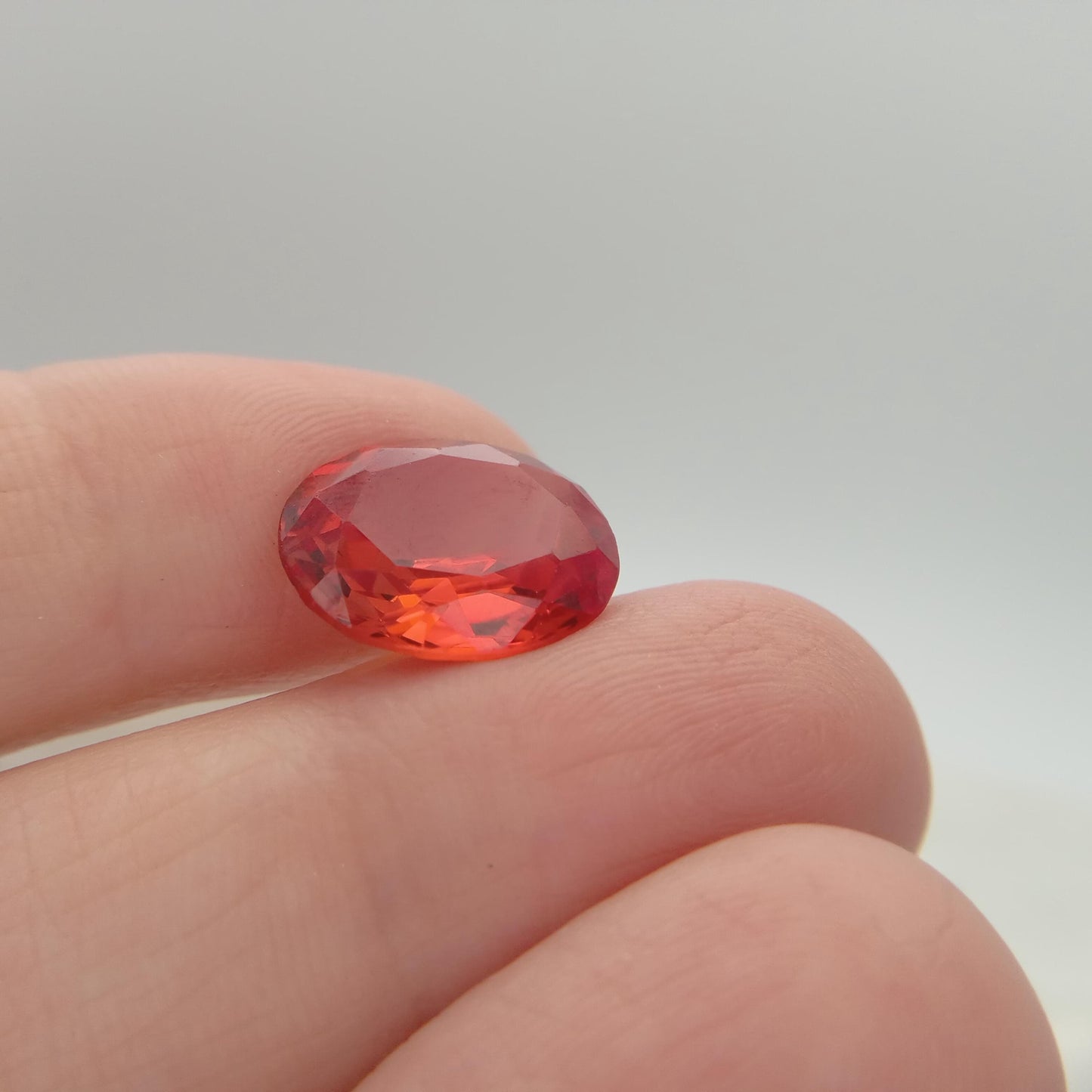 8.57 Carat Orange Lab Sapphire 14.1x12 mm Oval Cut, Faceted Loose Gemstone, Lab Created Gem