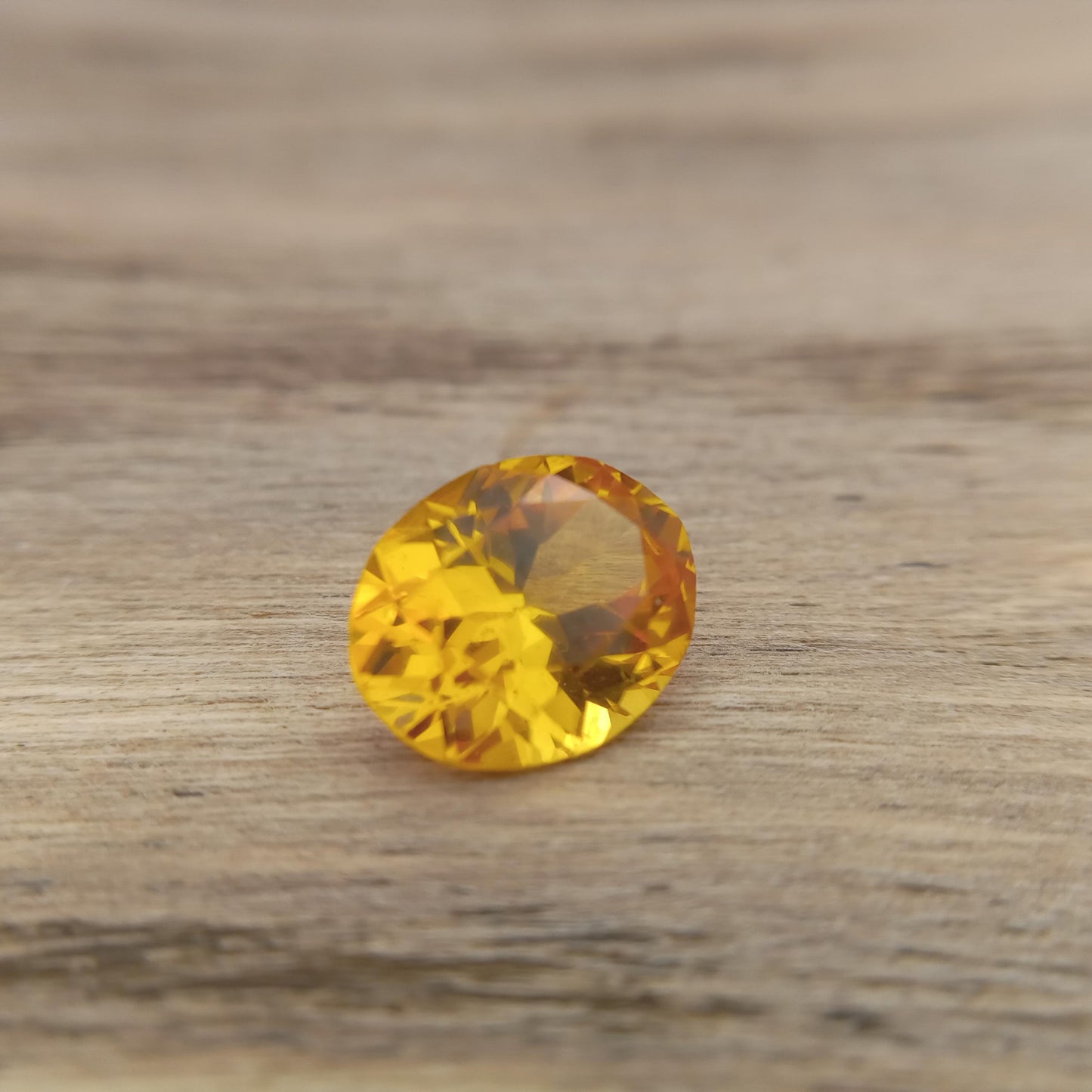 10.1x8.1mm Orangey Yellow Lab Sapphire 3.22 Carat Oval Cut, Faceted Loose Synthetic Corundum