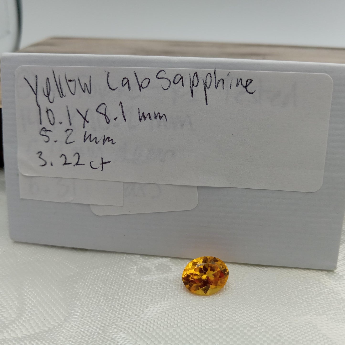 10.1x8.1mm Orangey Yellow Lab Sapphire 3.22 Carat Oval Cut, Faceted Loose Synthetic Corundum