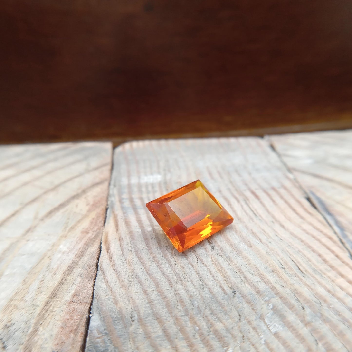 12x9.8mm Orange Lab Sapphire 7.68 Carat Rectangle Cut