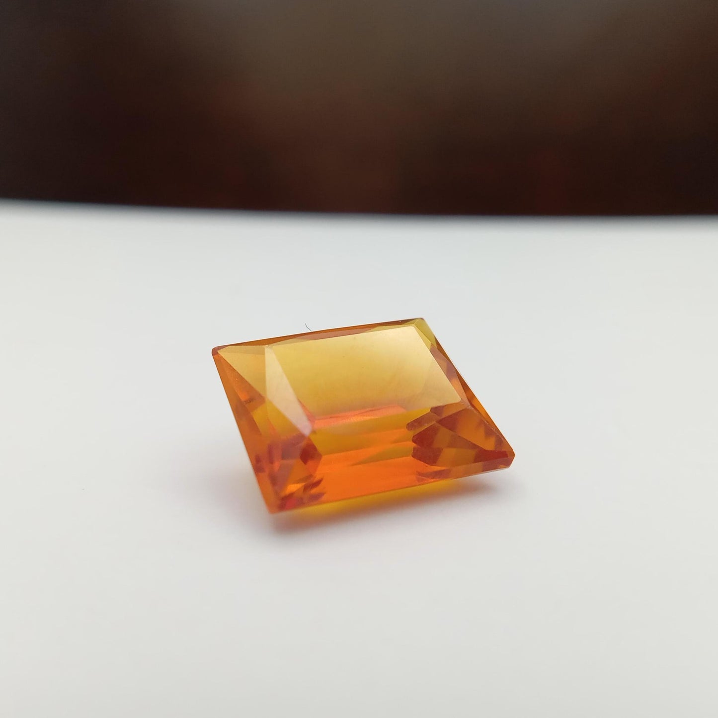 12x9.8mm Orange Lab Sapphire 7.68 Carat Rectangle Cut