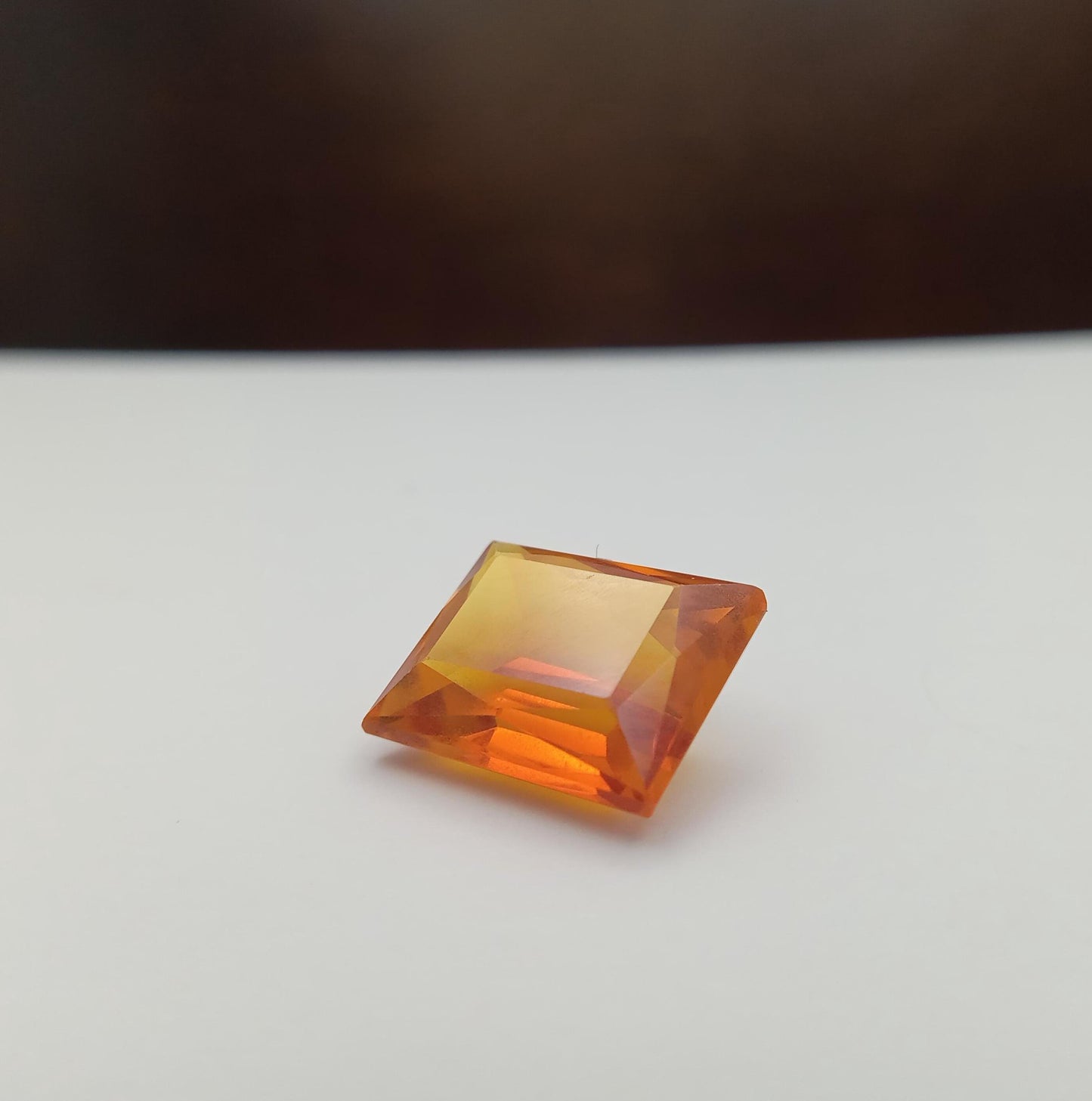 12x9.8mm Orange Lab Sapphire 7.68 Carat Rectangle Cut