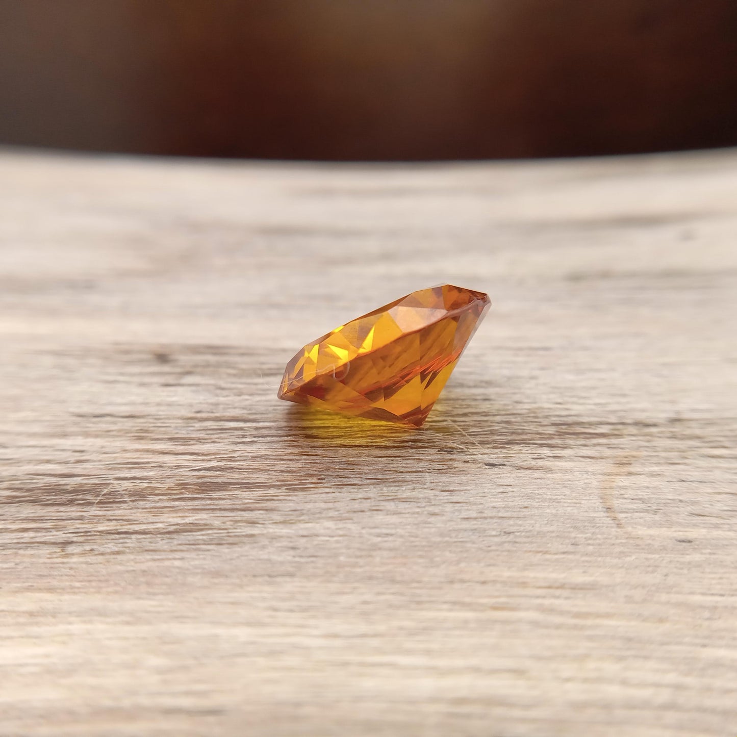 16mm Round Orange Yellow Synthetic Sapphire, 15.91 carat, Faceted Loose Gemstone