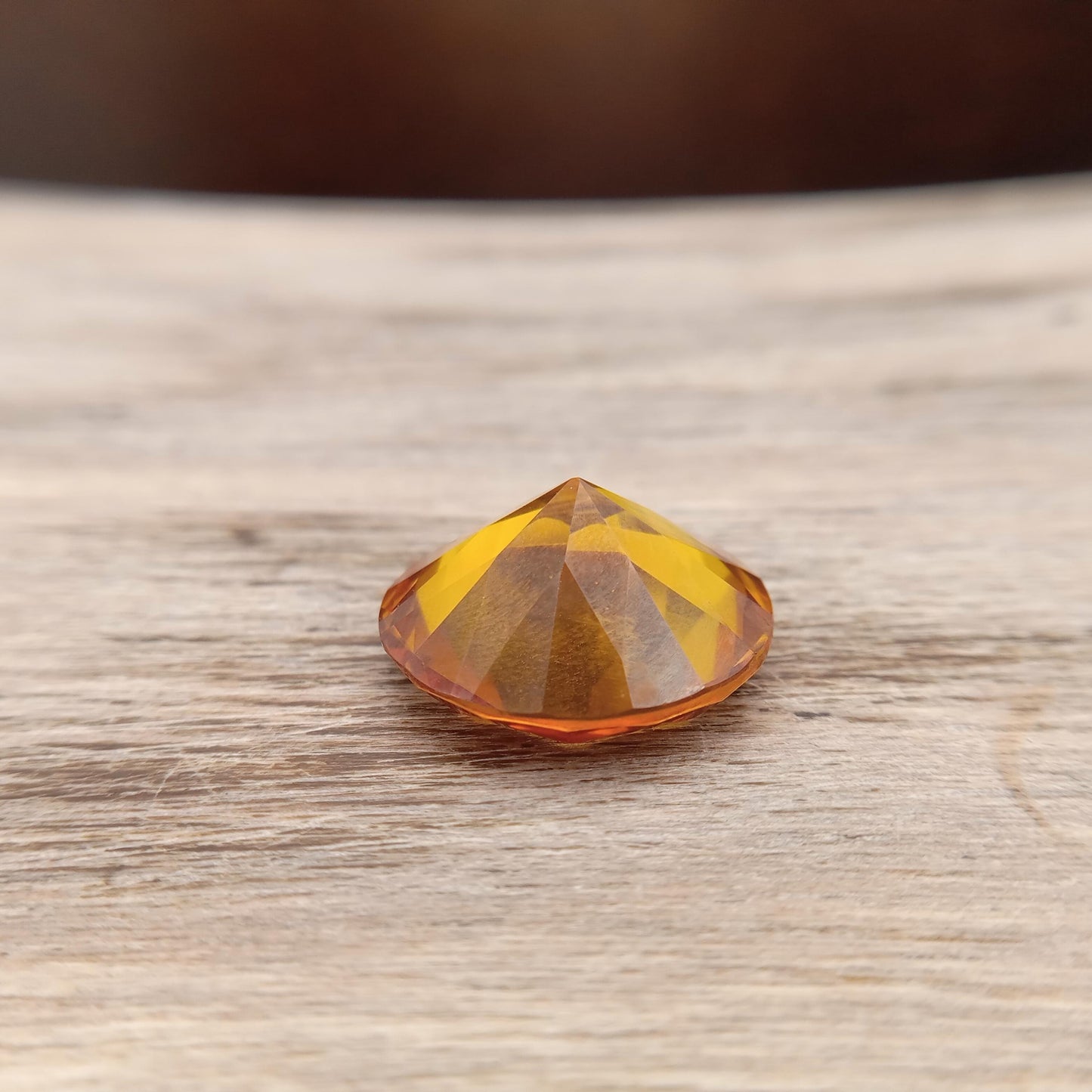 16mm Round Orange Yellow Synthetic Sapphire, 15.91 carat, Faceted Loose Gemstone