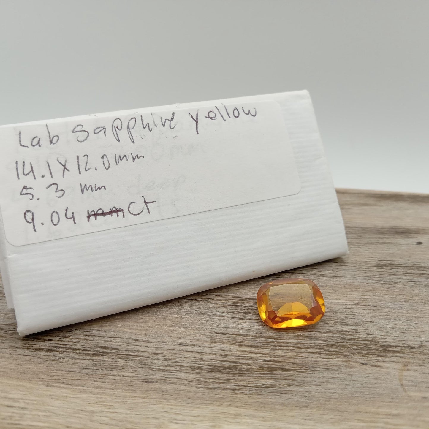 14.1x12mm Yellow Lab Sapphire 9.04 Carat, Rectangle Cut, Faceted Loose Gemstone, Synthetic Corundum