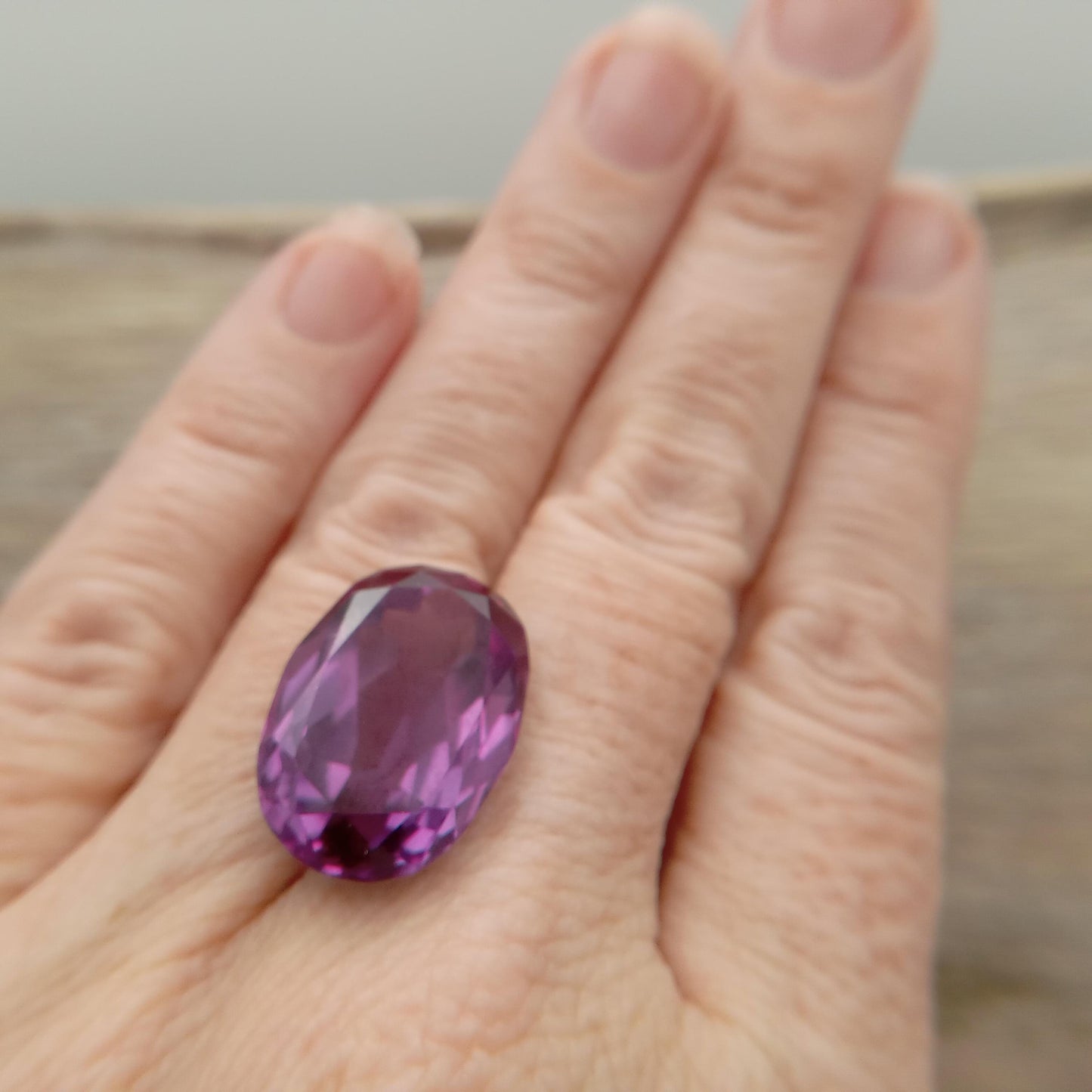 Lab Created Purple Color Change Sapphire Oval Cut 22.89 Carat, Faceted Lab Grown Corundum- Alexandrite Replacement 20.5x14mm